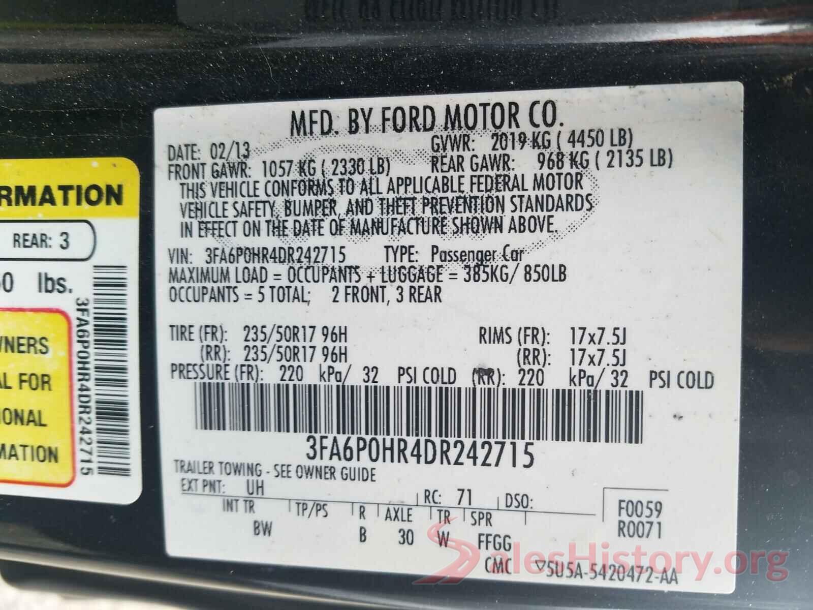 3N1AB7AP0GL665080 2013 FORD FUSION