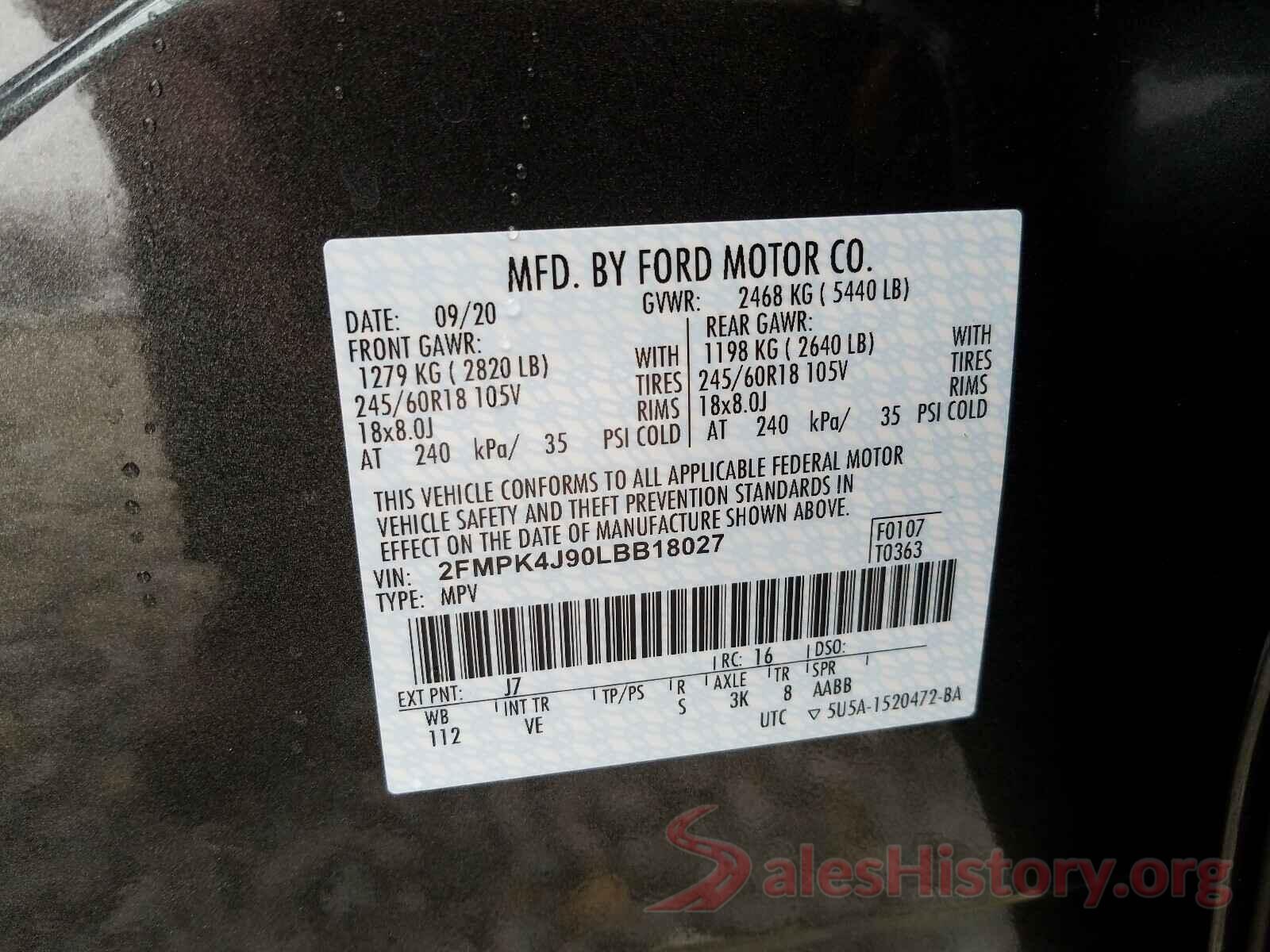 2T1BURHEXHC950594 2020 FORD EDGE