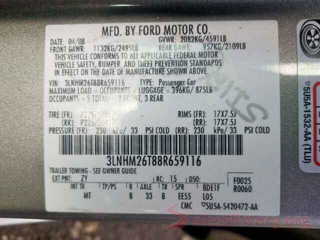 WDDSJ4GB1GN305434 2008 LINCOLN MKZ