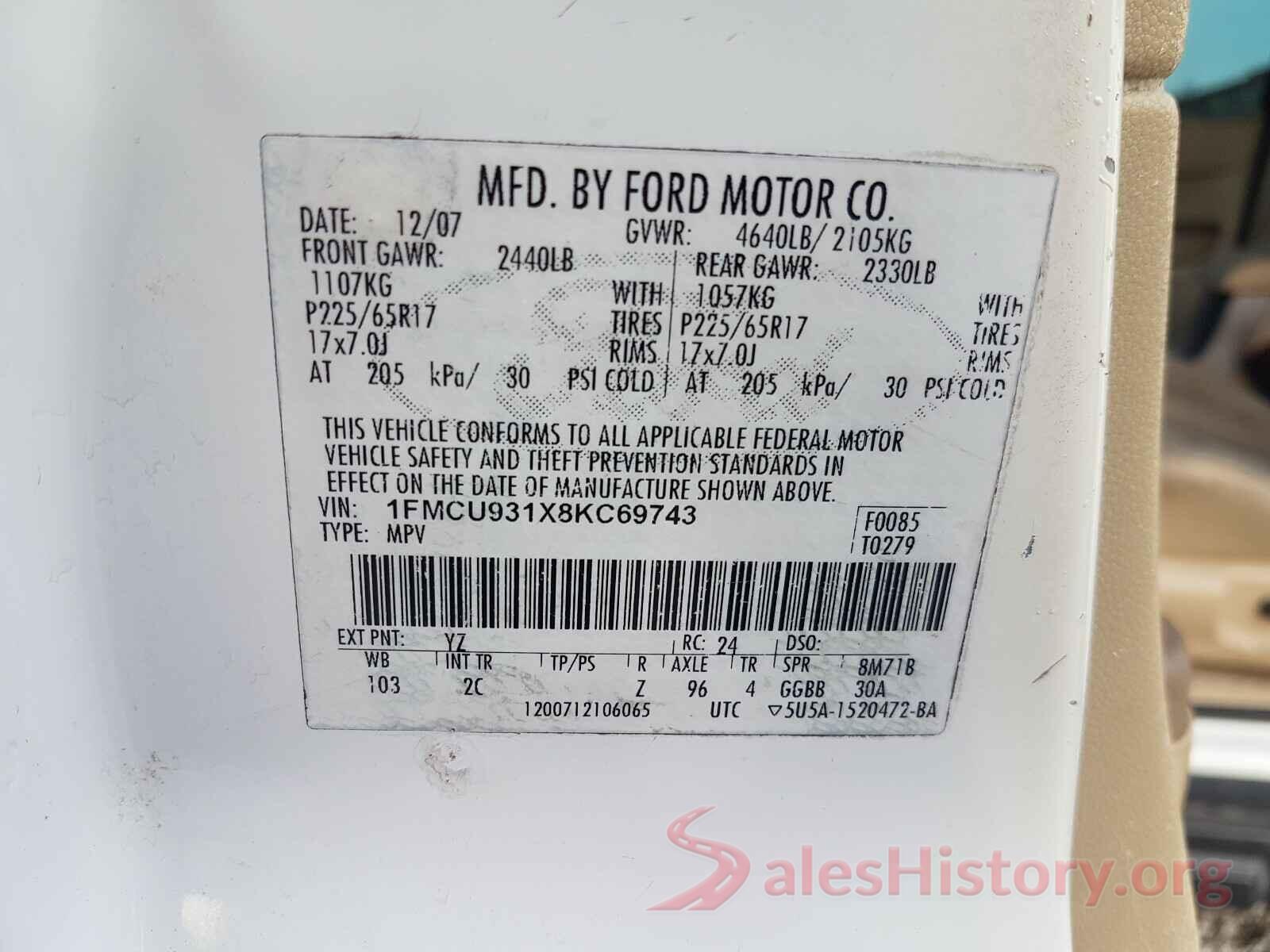 2HGFC1E59JH707074 2008 FORD ESCAPE