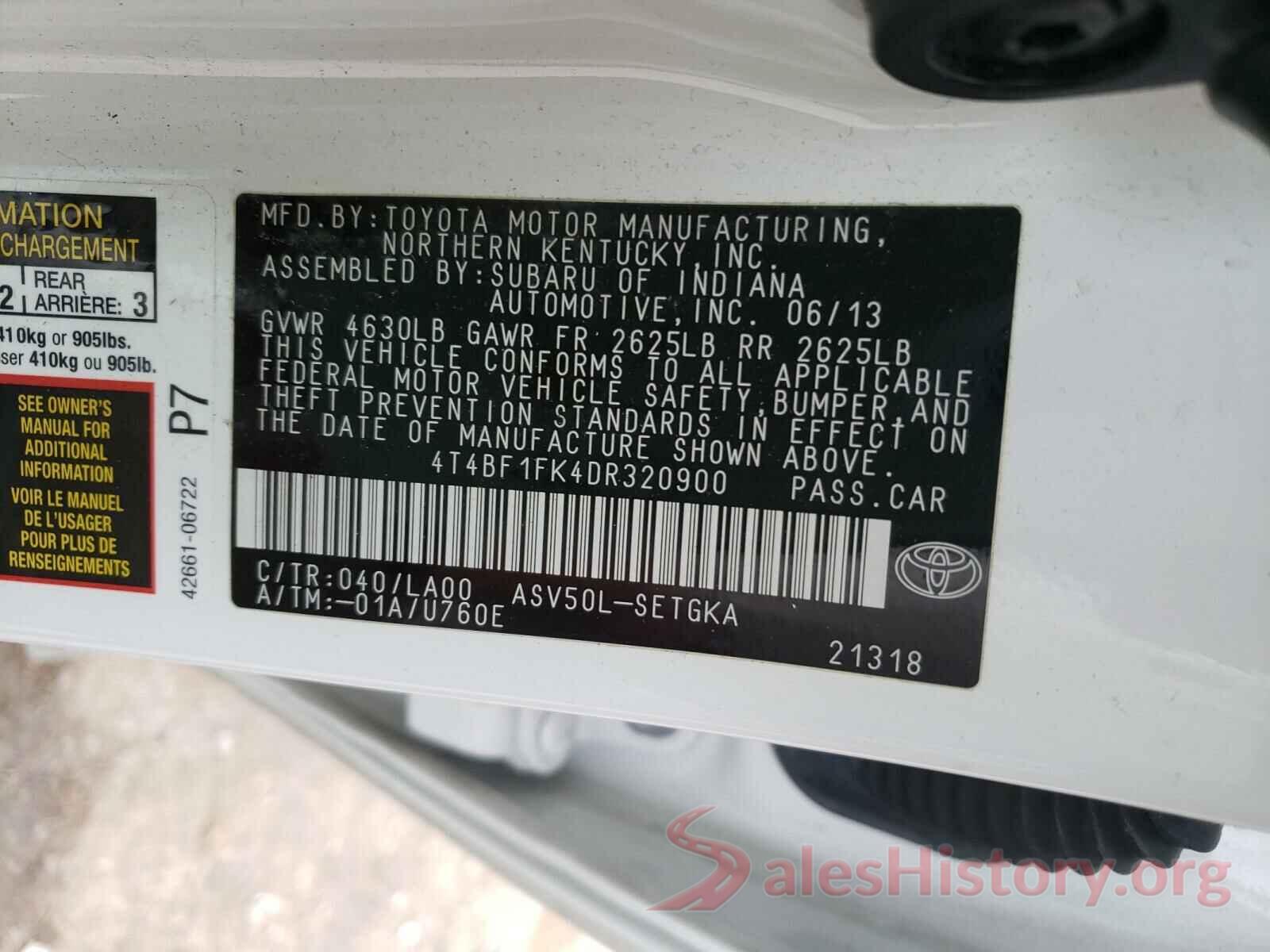 3MYDLBYV2KY505021 2013 TOYOTA CAMRY