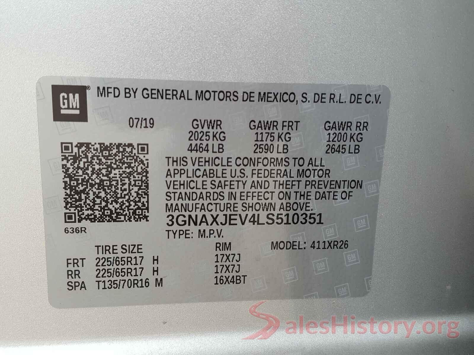 3GNAXJEV4LS510351 2020 CHEVROLET EQUINOX