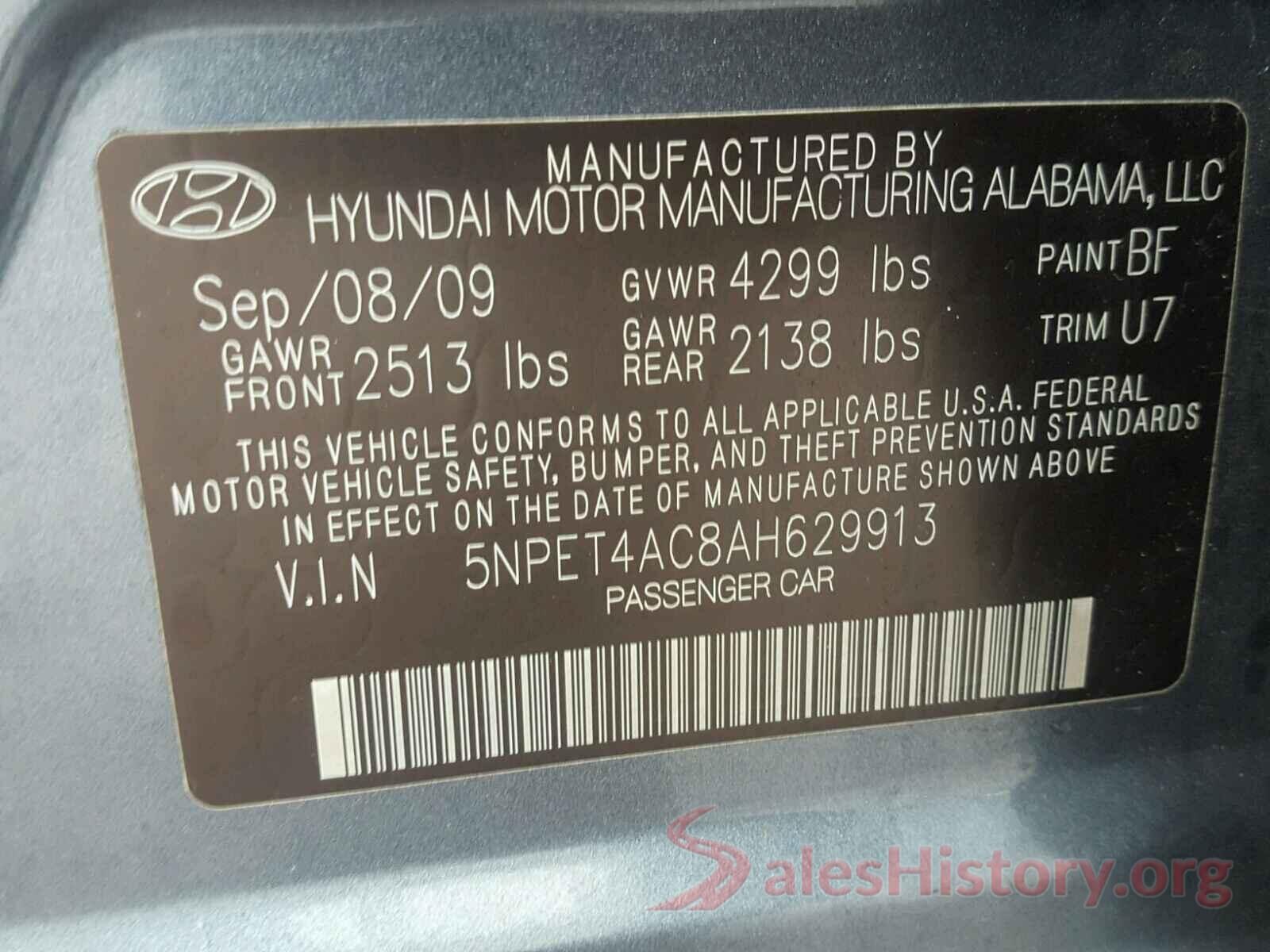 KNDJ23AU4L7122681 2010 HYUNDAI SONATA