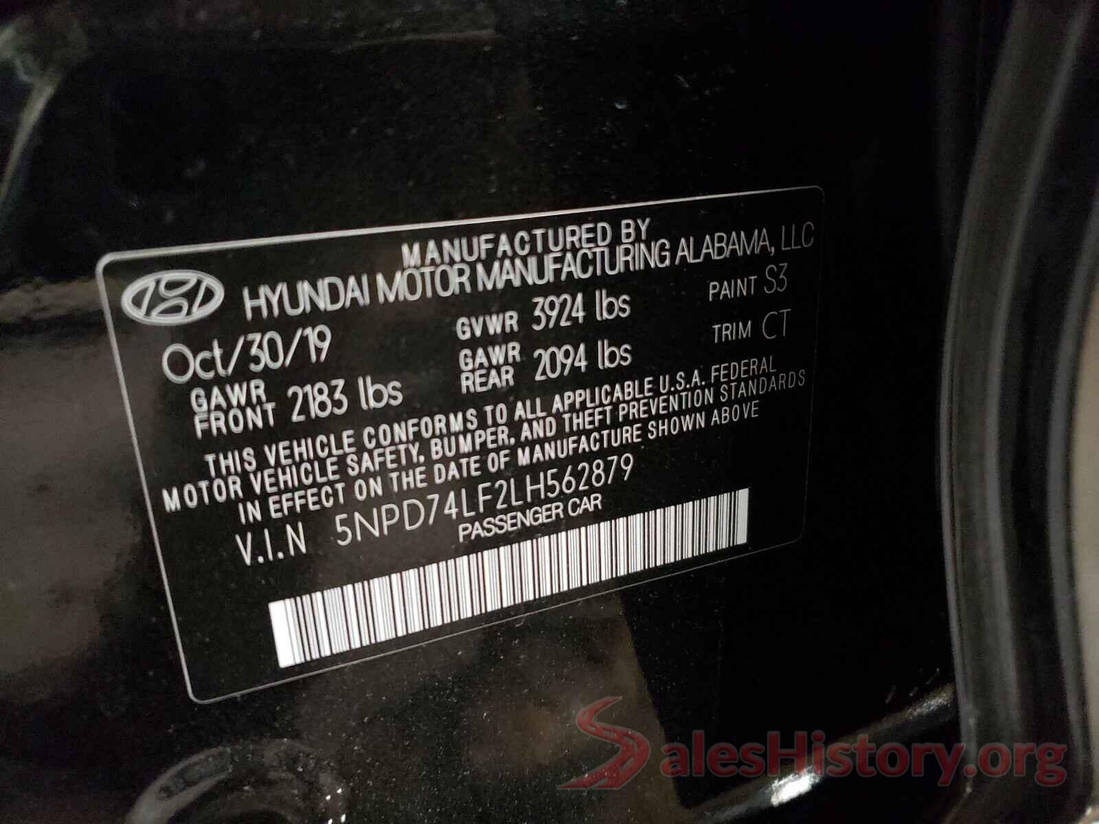 5NPD74LF2LH562879 2020 HYUNDAI ELANTRA