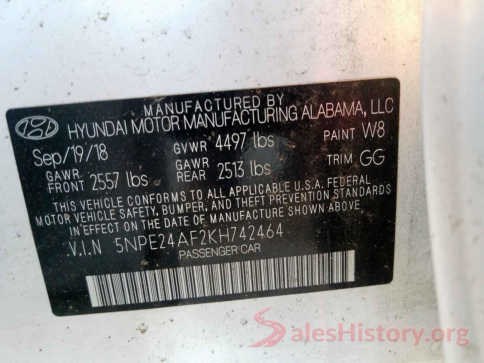 3VWF17AT2HM618337 2019 HYUNDAI SONATA