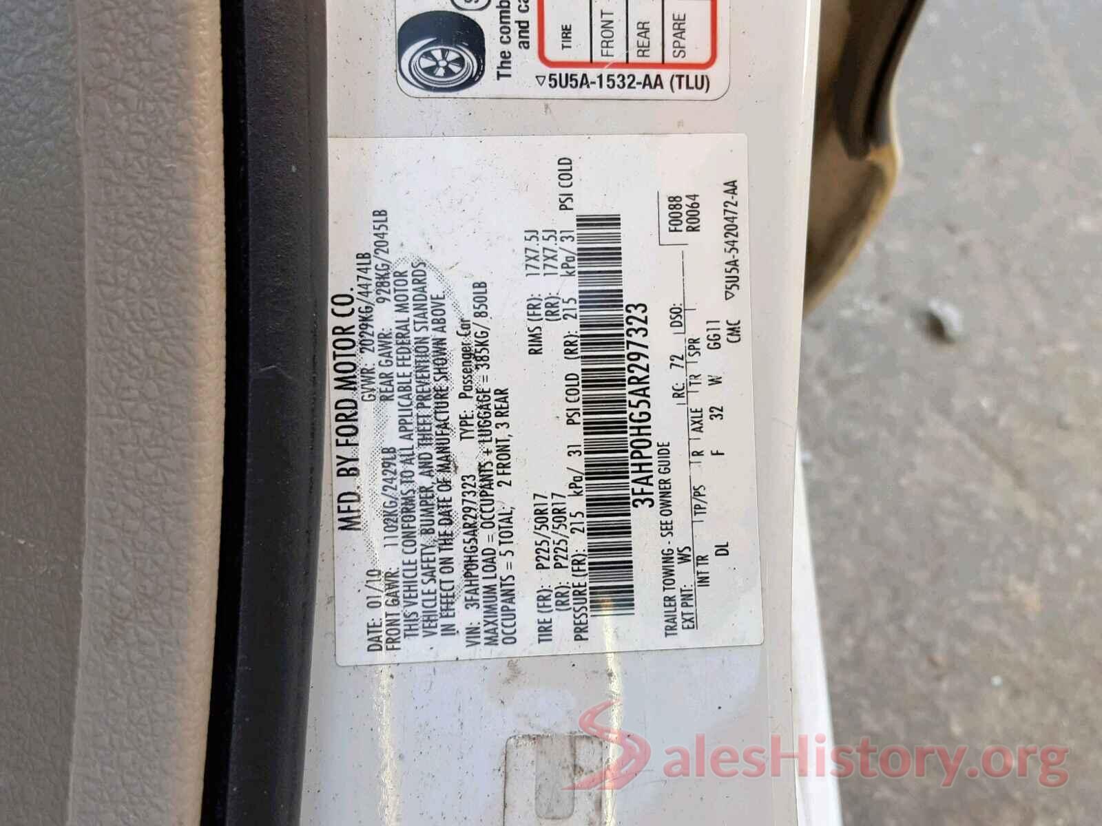 5XXGT4L39JG228601 2010 FORD FUSION