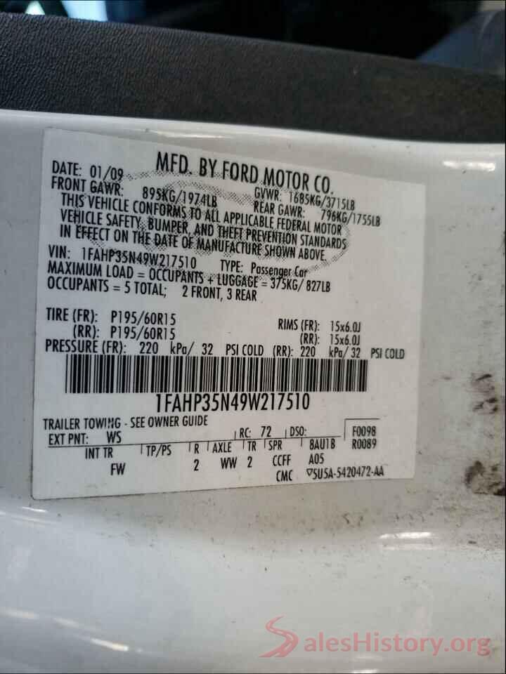 1FADP3K28GL244975 2009 FORD FOCUS