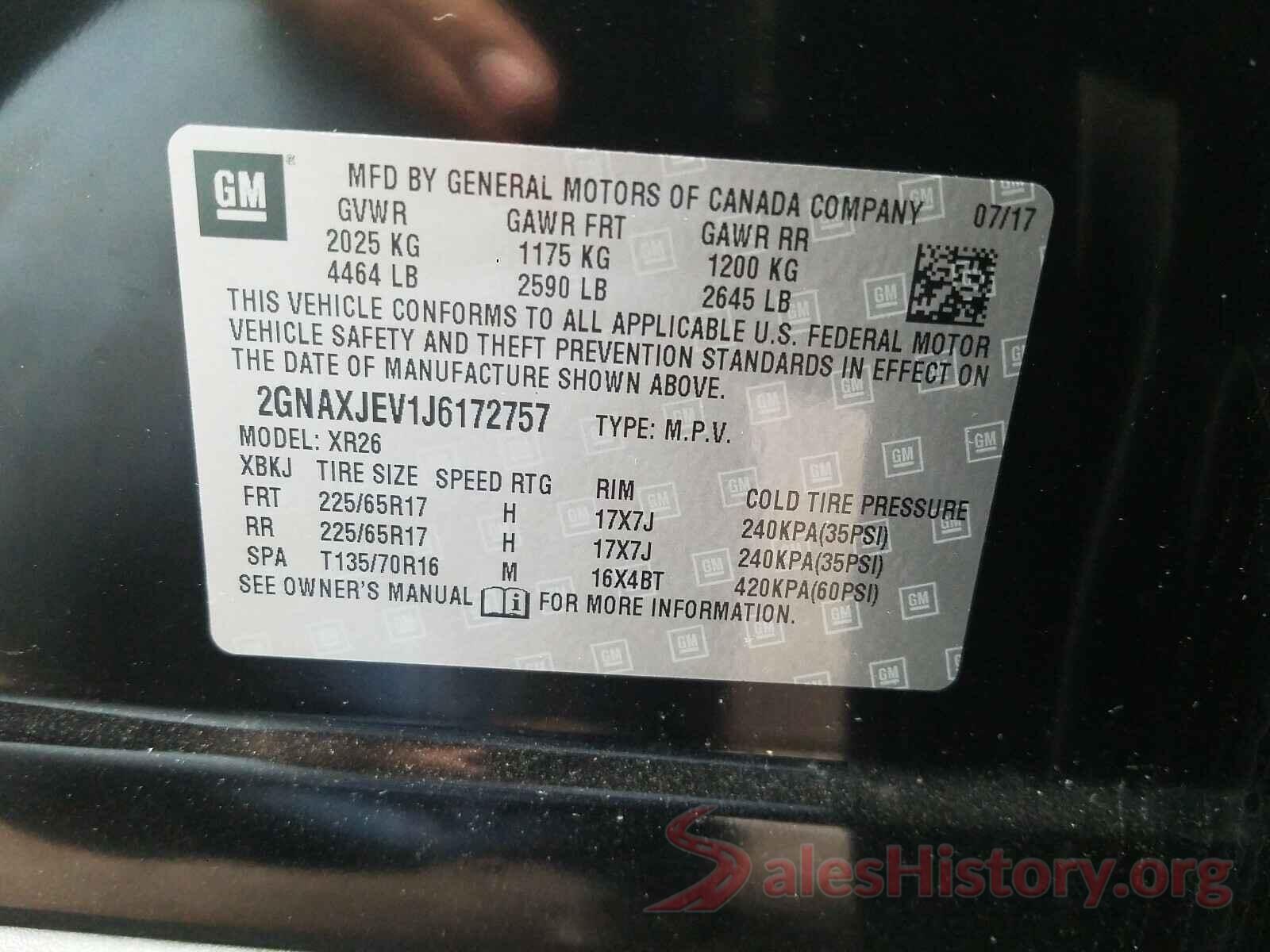 2GNAXJEV1J6172757 2018 CHEVROLET EQUINOX