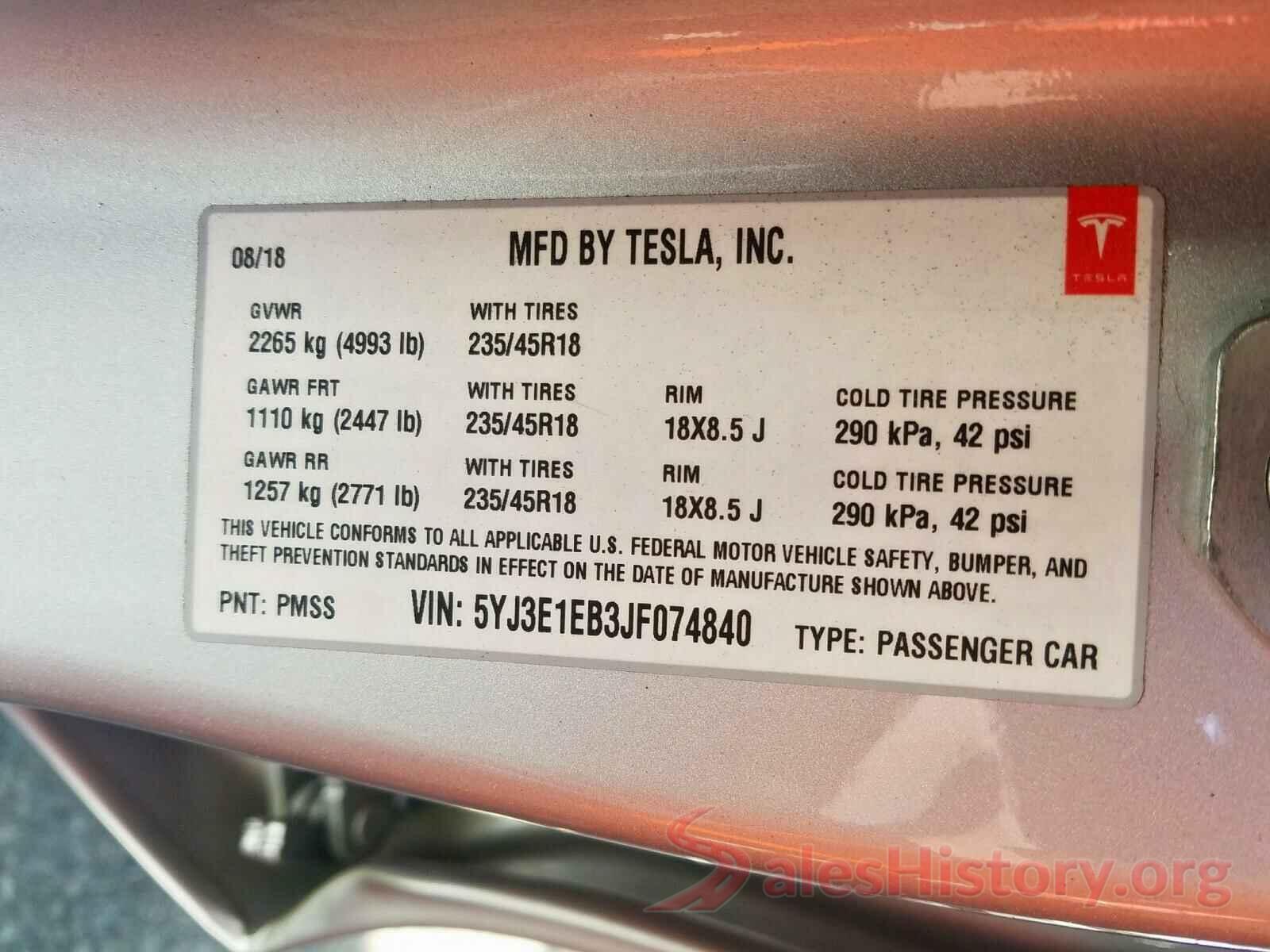 JTNKHMBX2L1075988 2018 TESLA MODEL 3