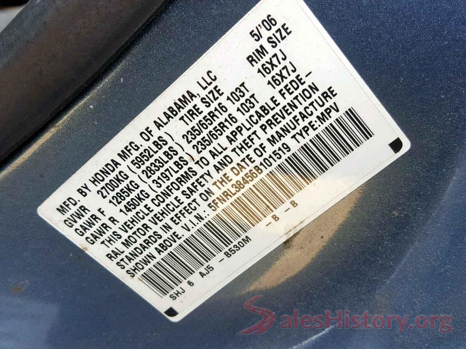 1VWAT7A33HC056213 2006 HONDA ODYSSEY EX