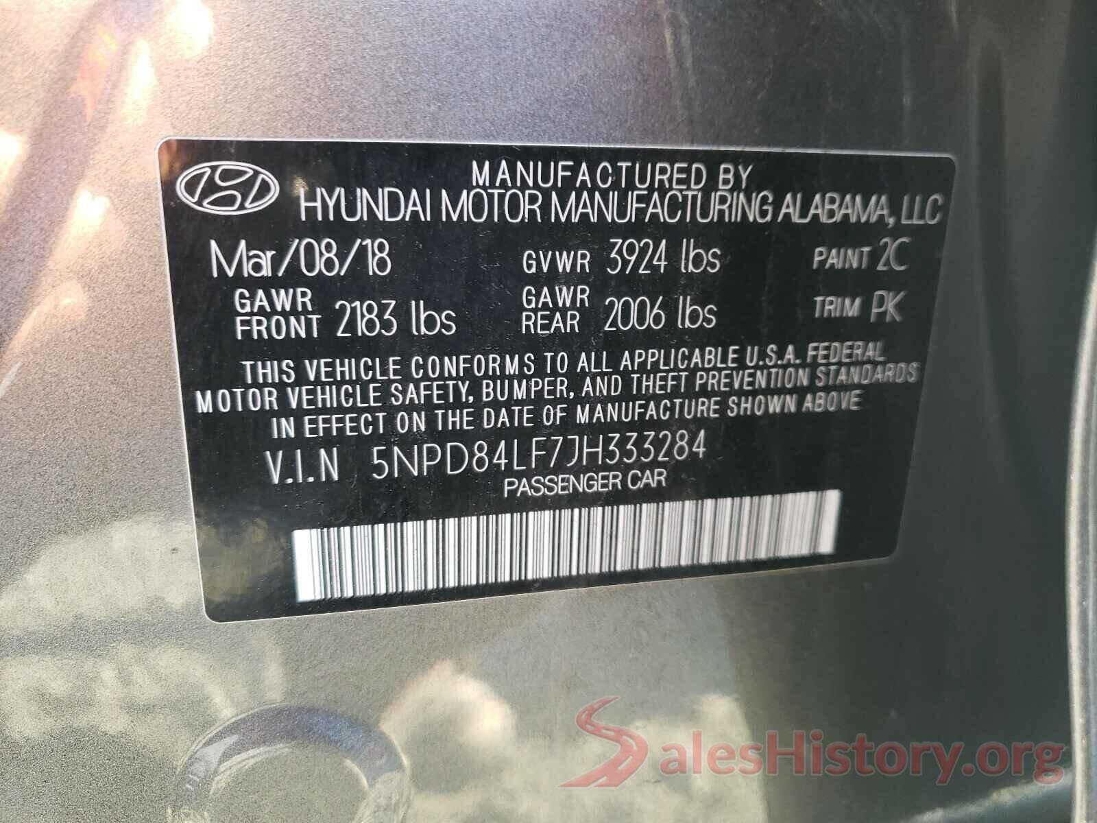 5NPD84LF7JH333284 2018 HYUNDAI ELANTRA