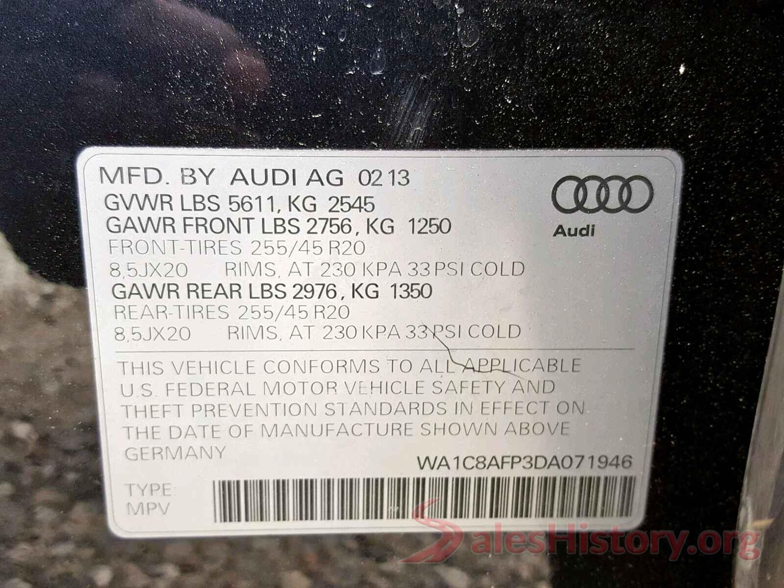 1N4AL3AP0JC173130 2013 AUDI Q5