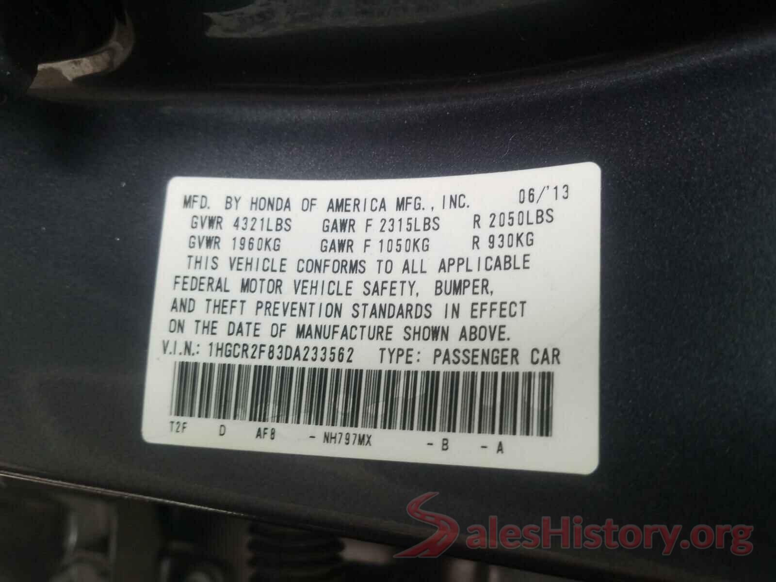 JTDKARFU1L3125144 2013 HONDA ACCORD