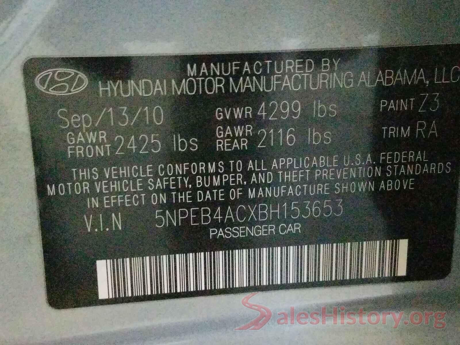 3MZBM1W76GM303831 2011 HYUNDAI SONATA