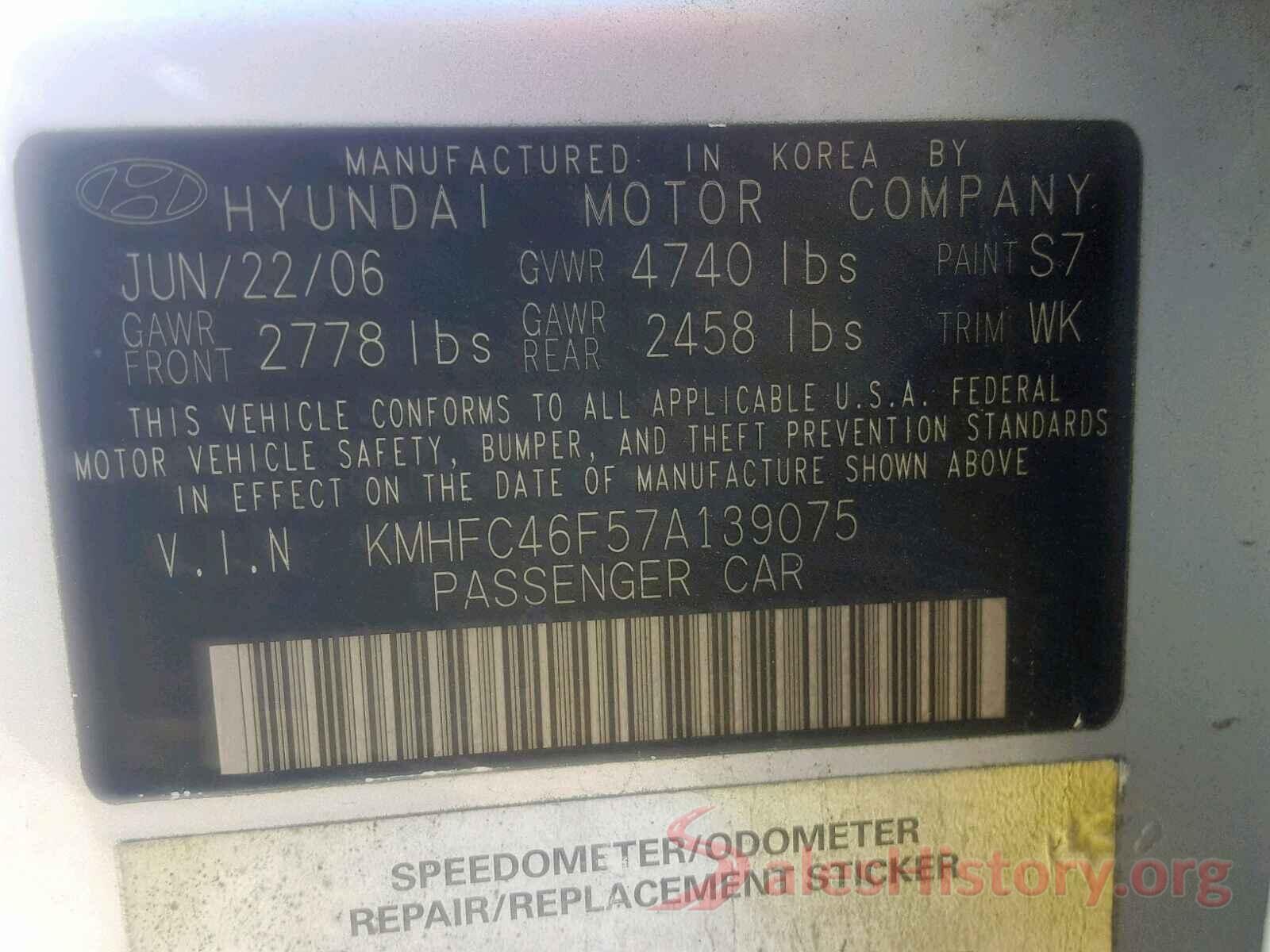 ZACCJBBB9HPF24483 2007 HYUNDAI AZERA