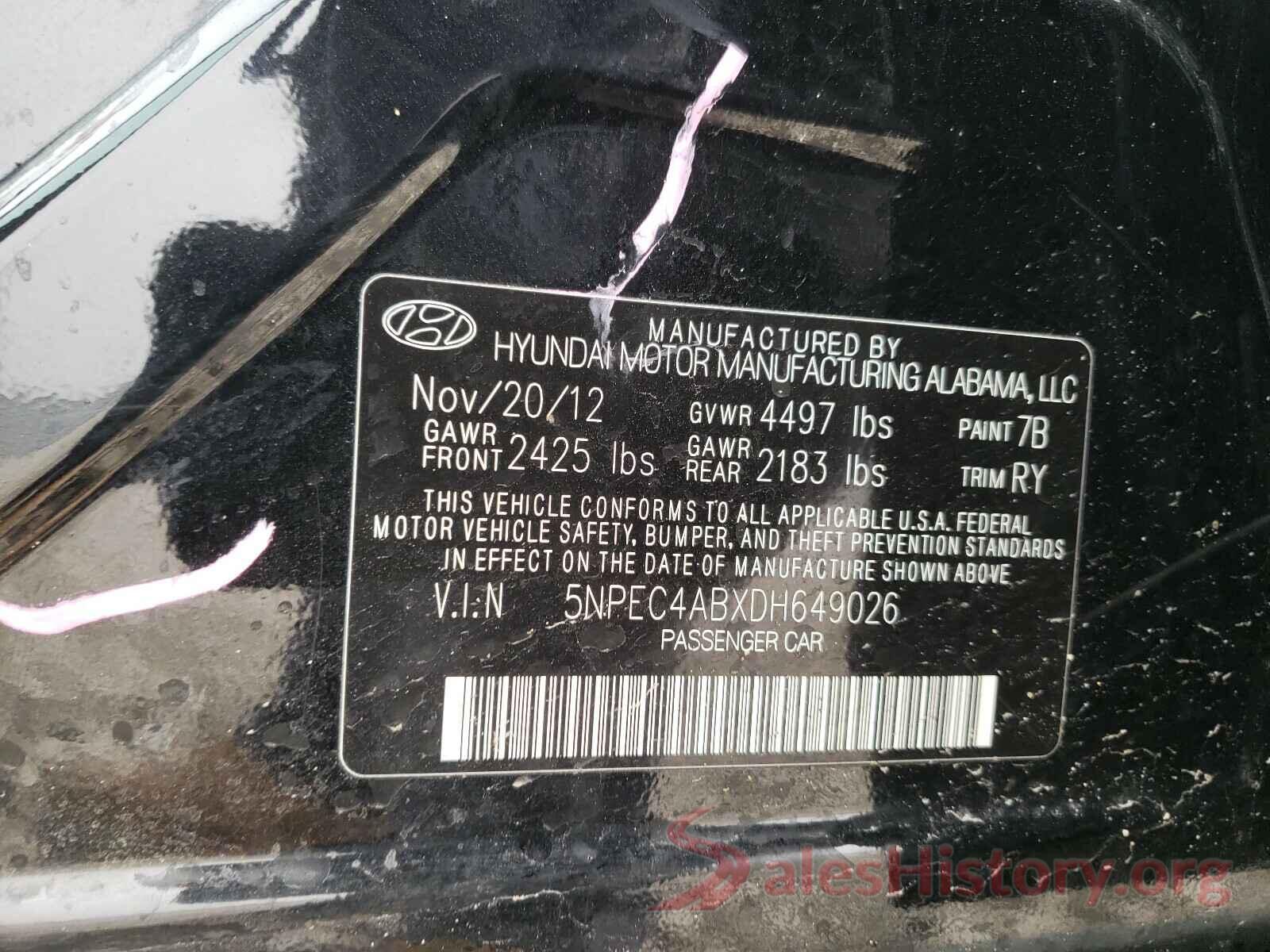 KNAFK4A62G5616940 2013 HYUNDAI SONATA