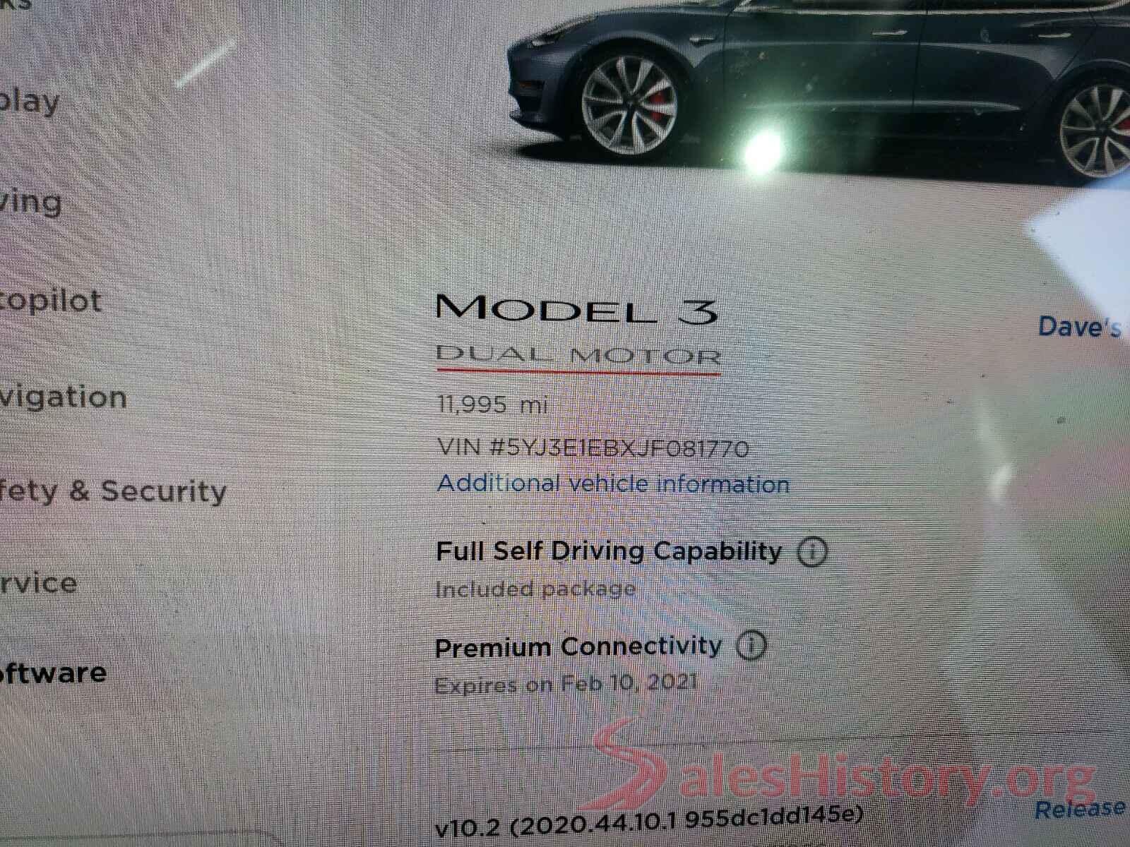 5YJ3E1EBXJF081770 2018 TESLA MODEL 3