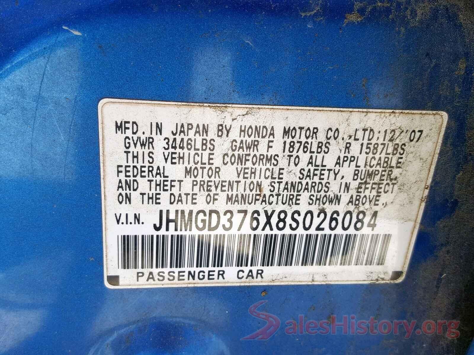 3KPF24AD4ME262985 2008 HONDA FIT SPORT