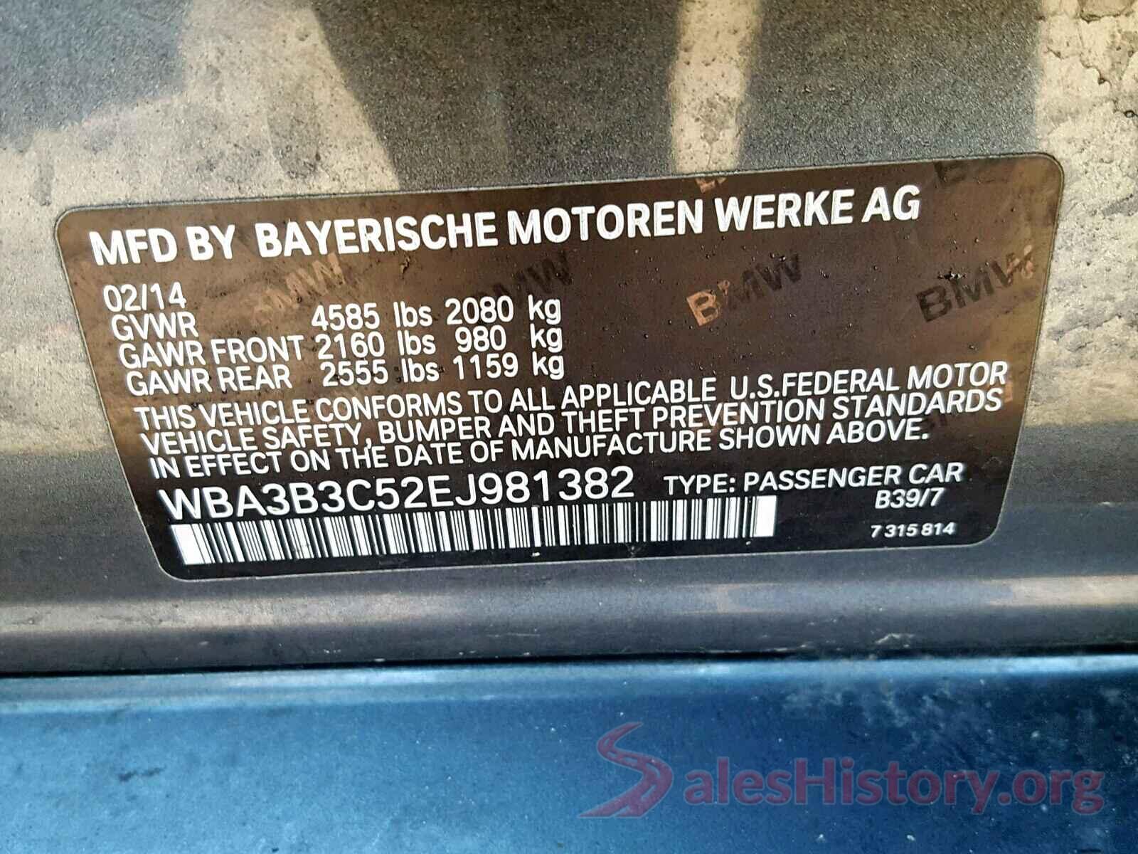 1GCWGAHP6J1302708 2014 BMW 3 SERIES