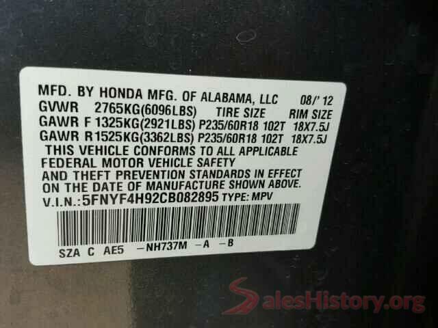 3VV2B7AX6KM102282 2012 HONDA PILOT