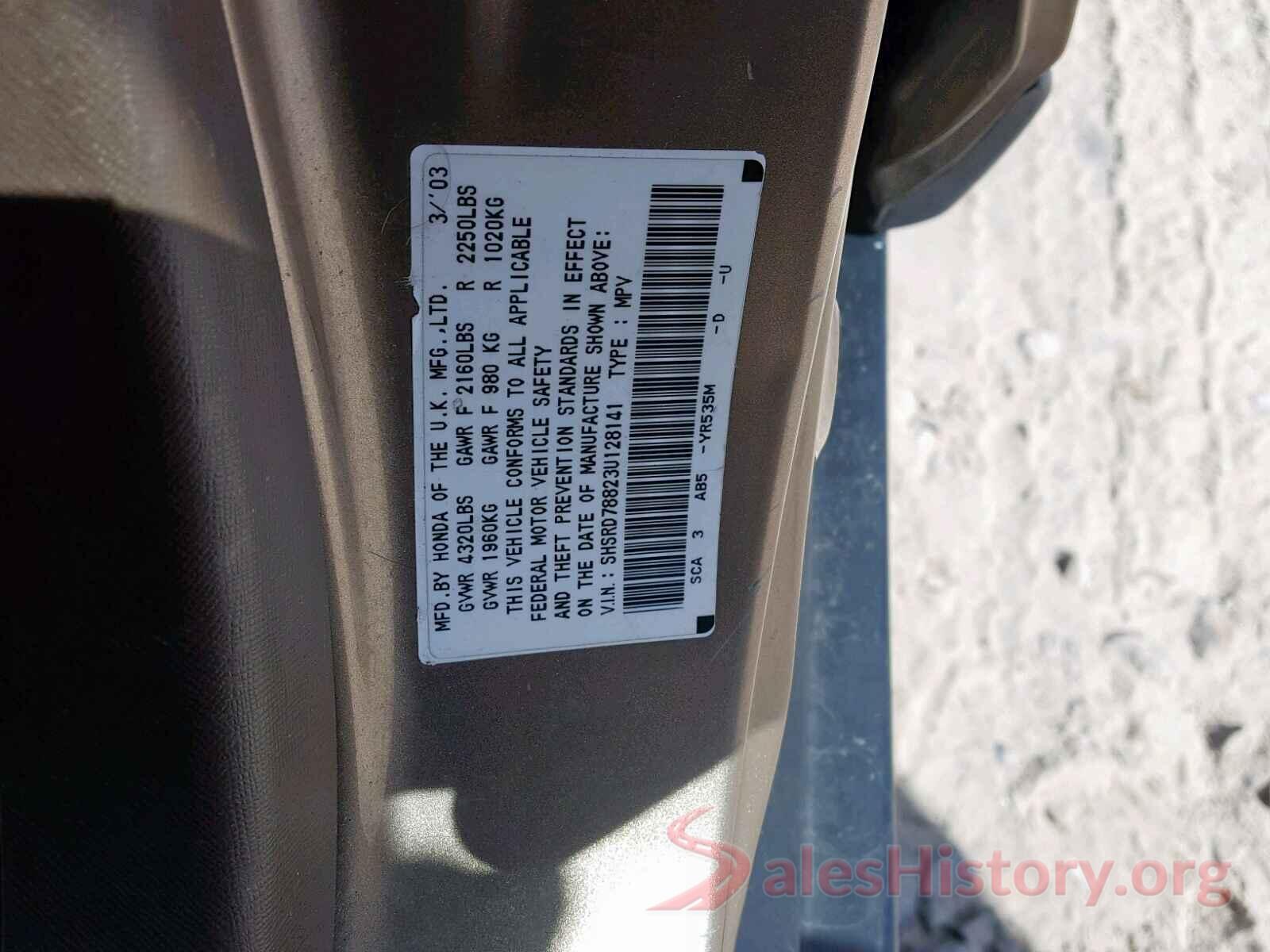 ZACCJABB5JPJ07892 2003 HONDA CR-V EX