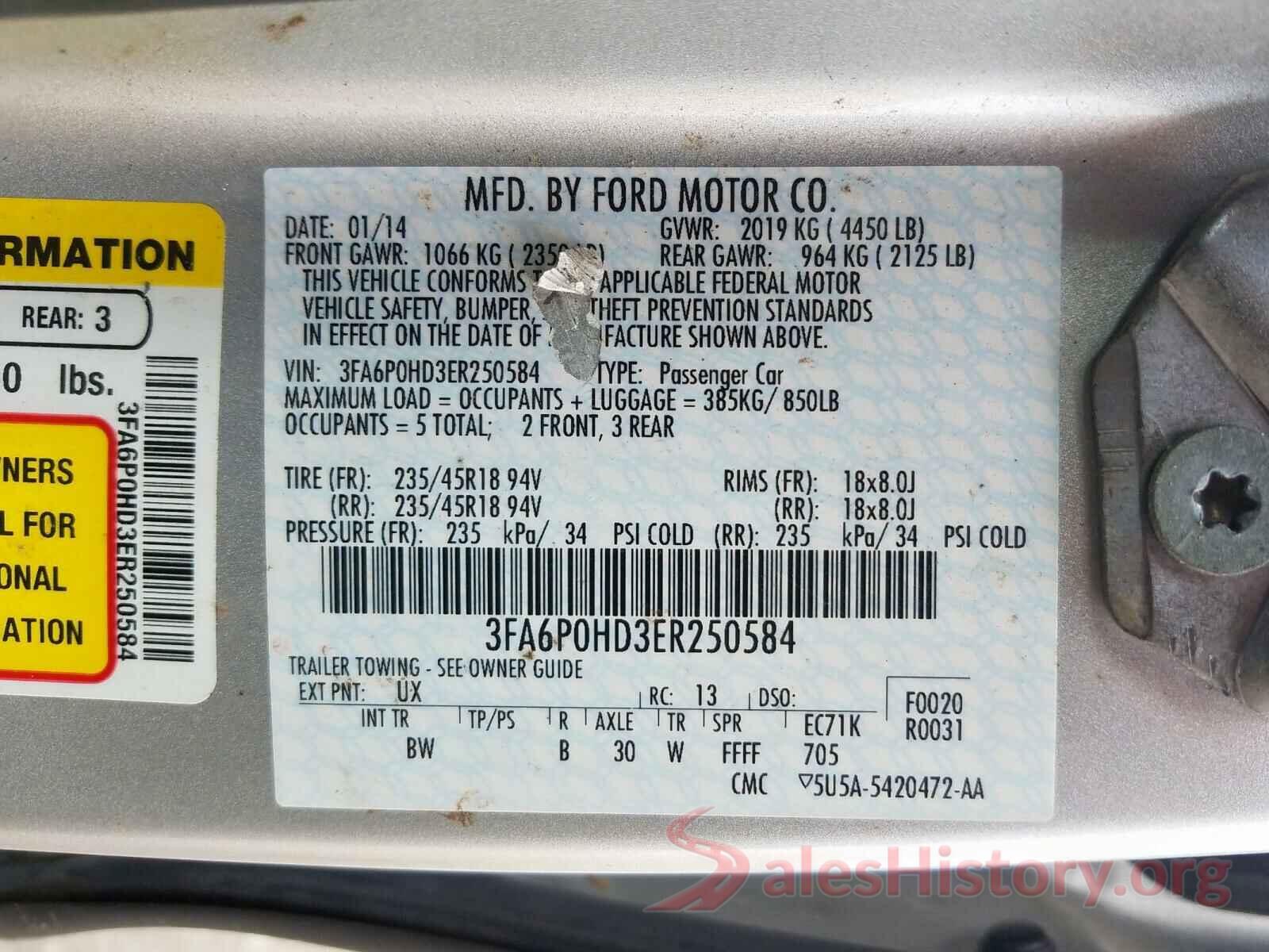 1FTBR1C81LKA74087 2014 FORD FUSION