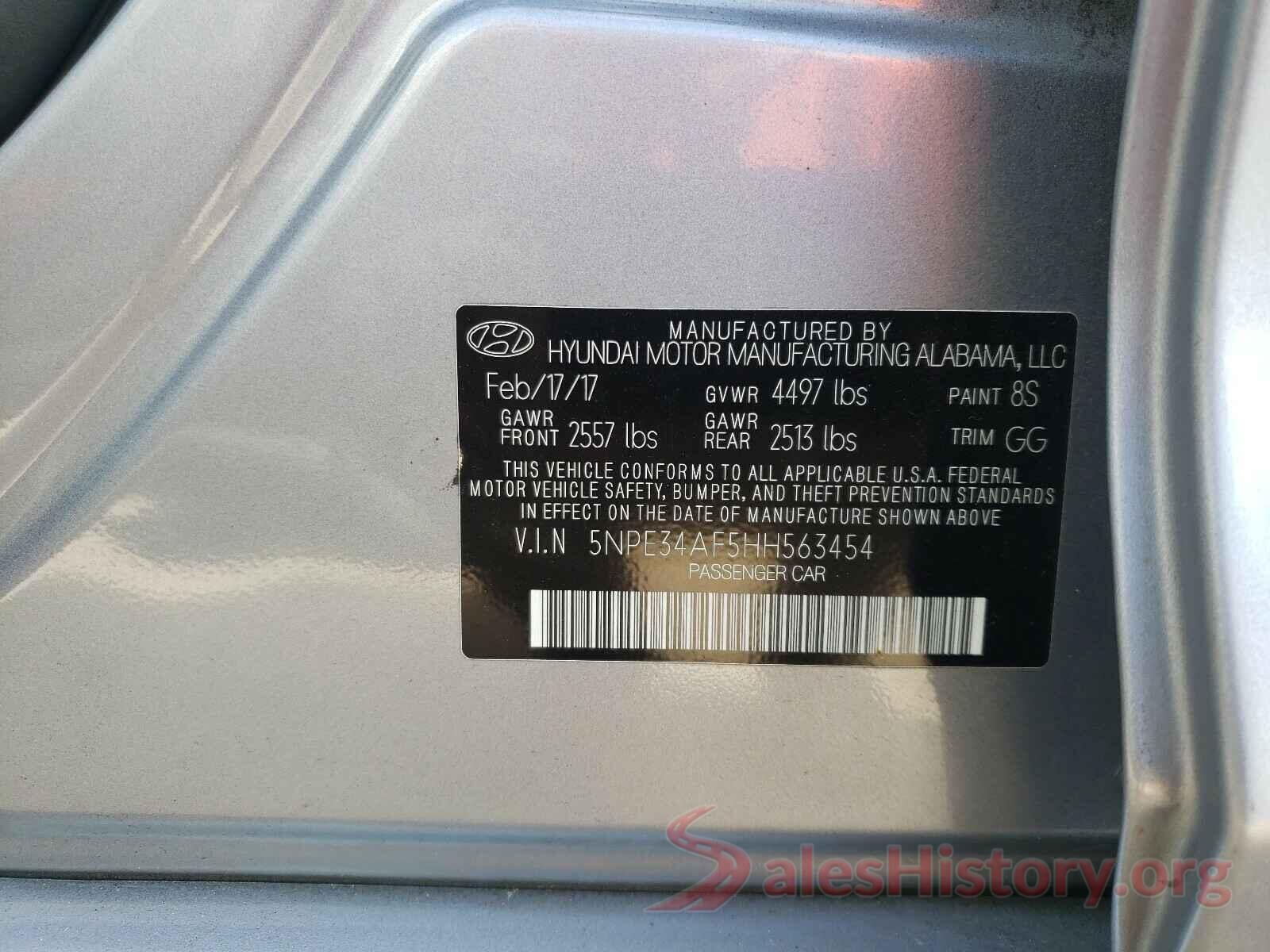 5NPE34AF5HH563454 2017 HYUNDAI SONATA