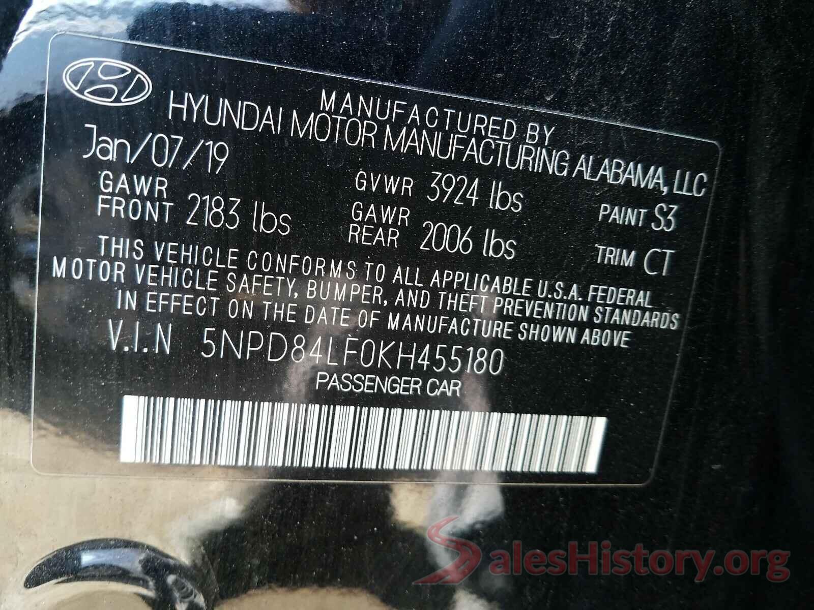 3N1CN7APXJL839650 2019 HYUNDAI ELANTRA