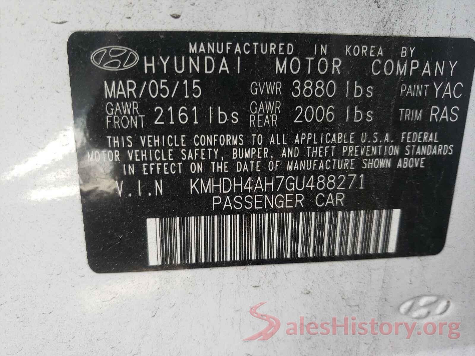 KMHDH4AH7GU488271 2016 HYUNDAI ELANTRA