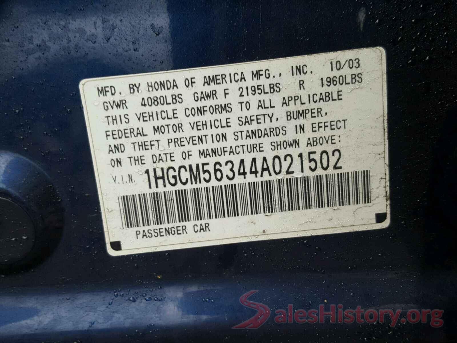 5TFUM5F17GX067909 2004 HONDA ACCORD