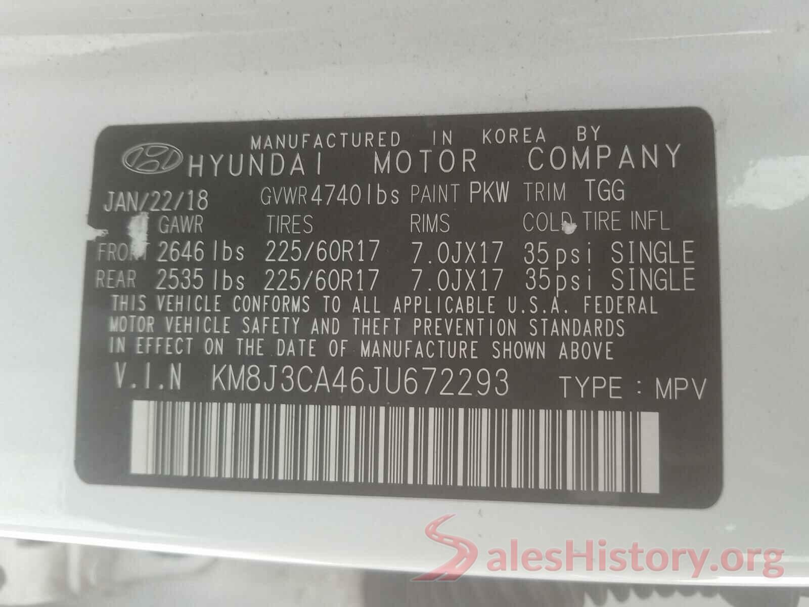 KM8J3CA46JU672293 2018 HYUNDAI TUCSON