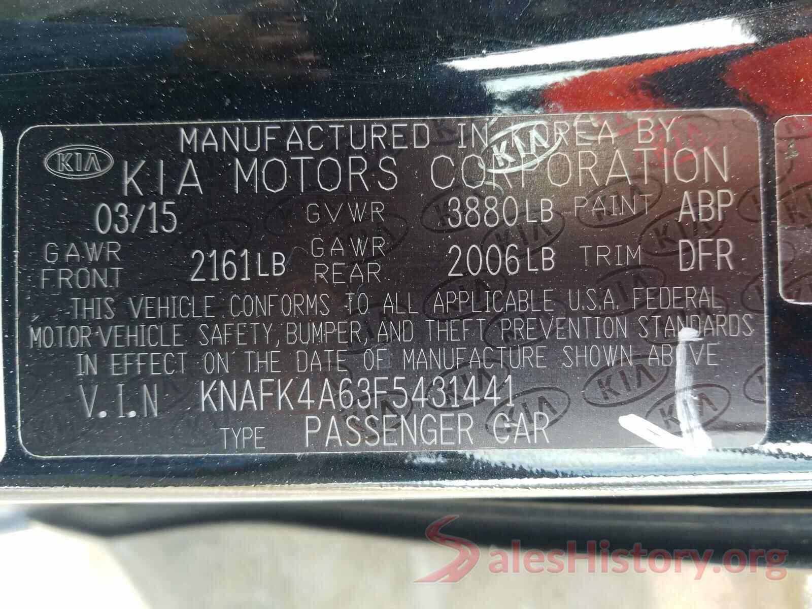 4S3GKAB69L3605539 2015 KIA FORTE