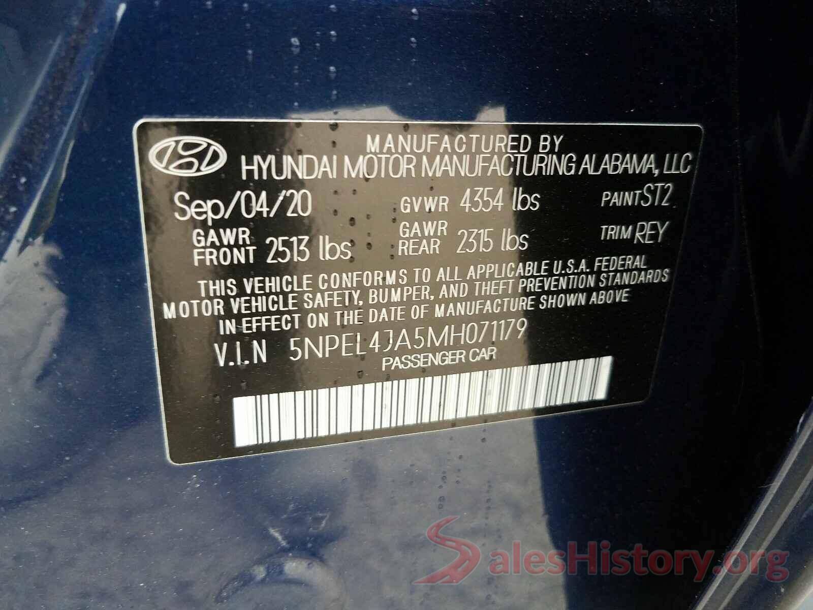 JM1GL1UMXL1526143 2021 HYUNDAI SONATA