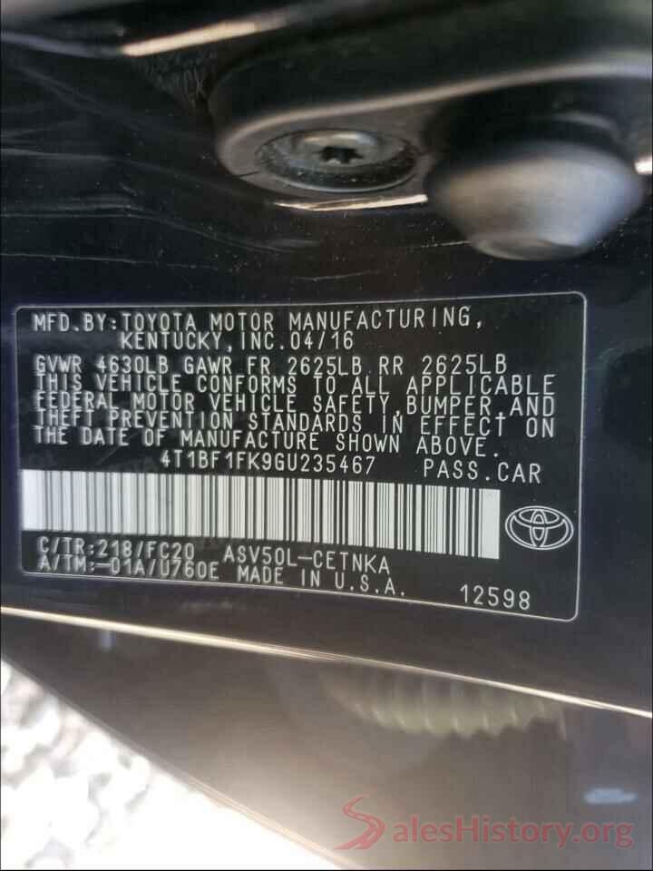 4T1BF1FK9GU235467 2016 TOYOTA CAMRY