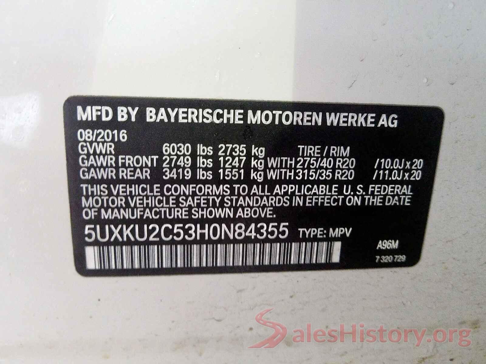 3TMCZ5AN7LM347563 2017 BMW X6