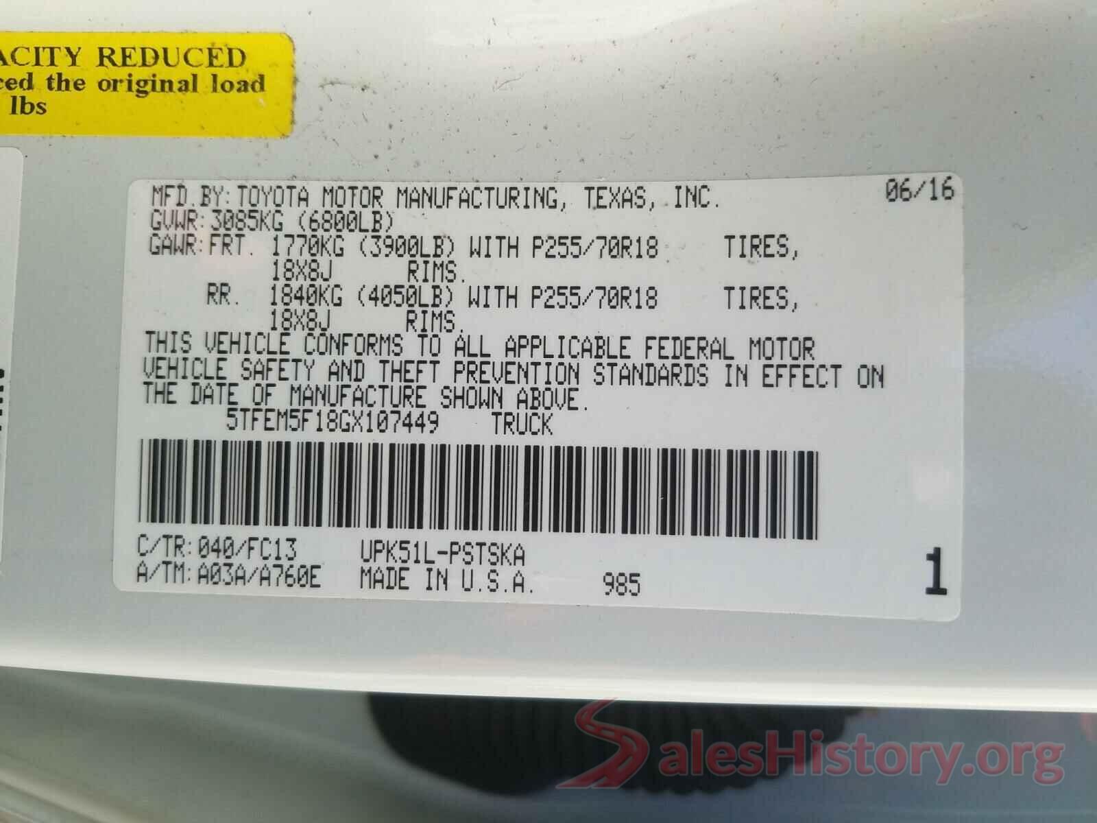 5TFEM5F18GX107449 2016 TOYOTA TUNDRA