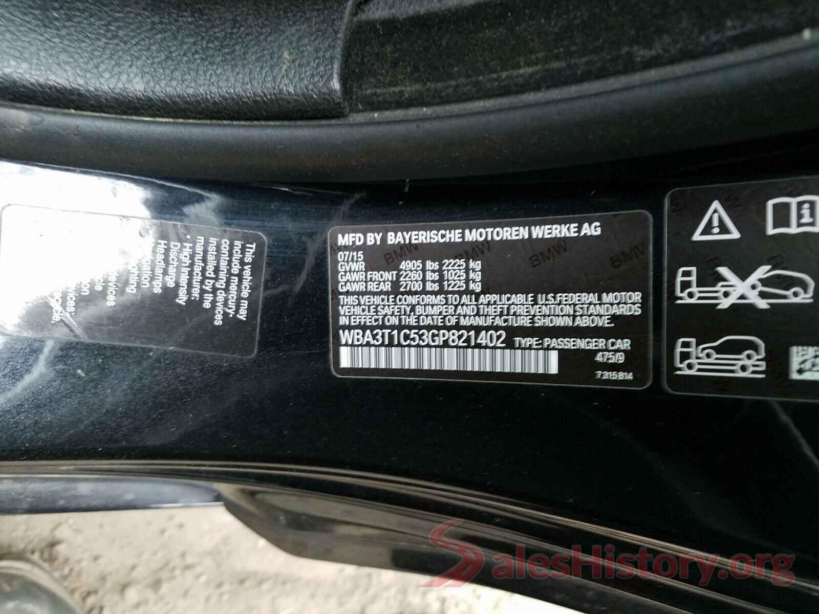 WBA3T1C53GP821402 2016 BMW 4 SERIES