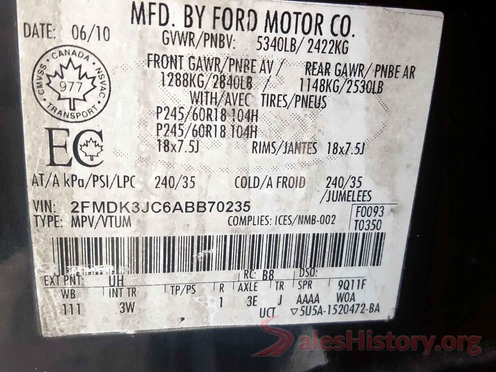 1C4RJFAG0GC498194 2010 FORD EDGE