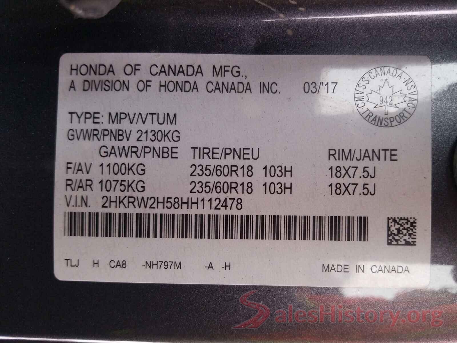 2HKRW2H58HH112478 2017 HONDA CRV