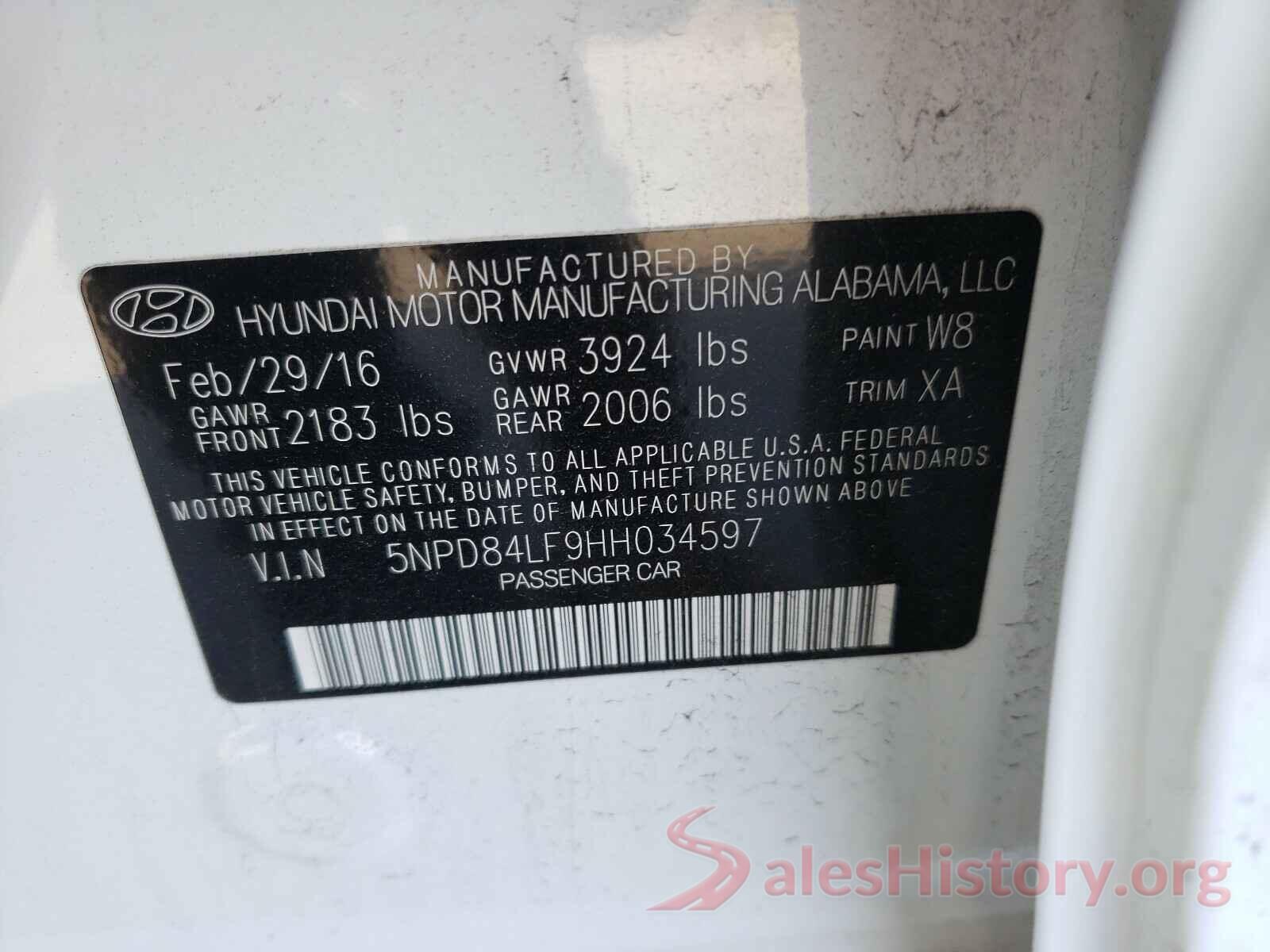 5NPD84LF9HH034597 2017 HYUNDAI ELANTRA