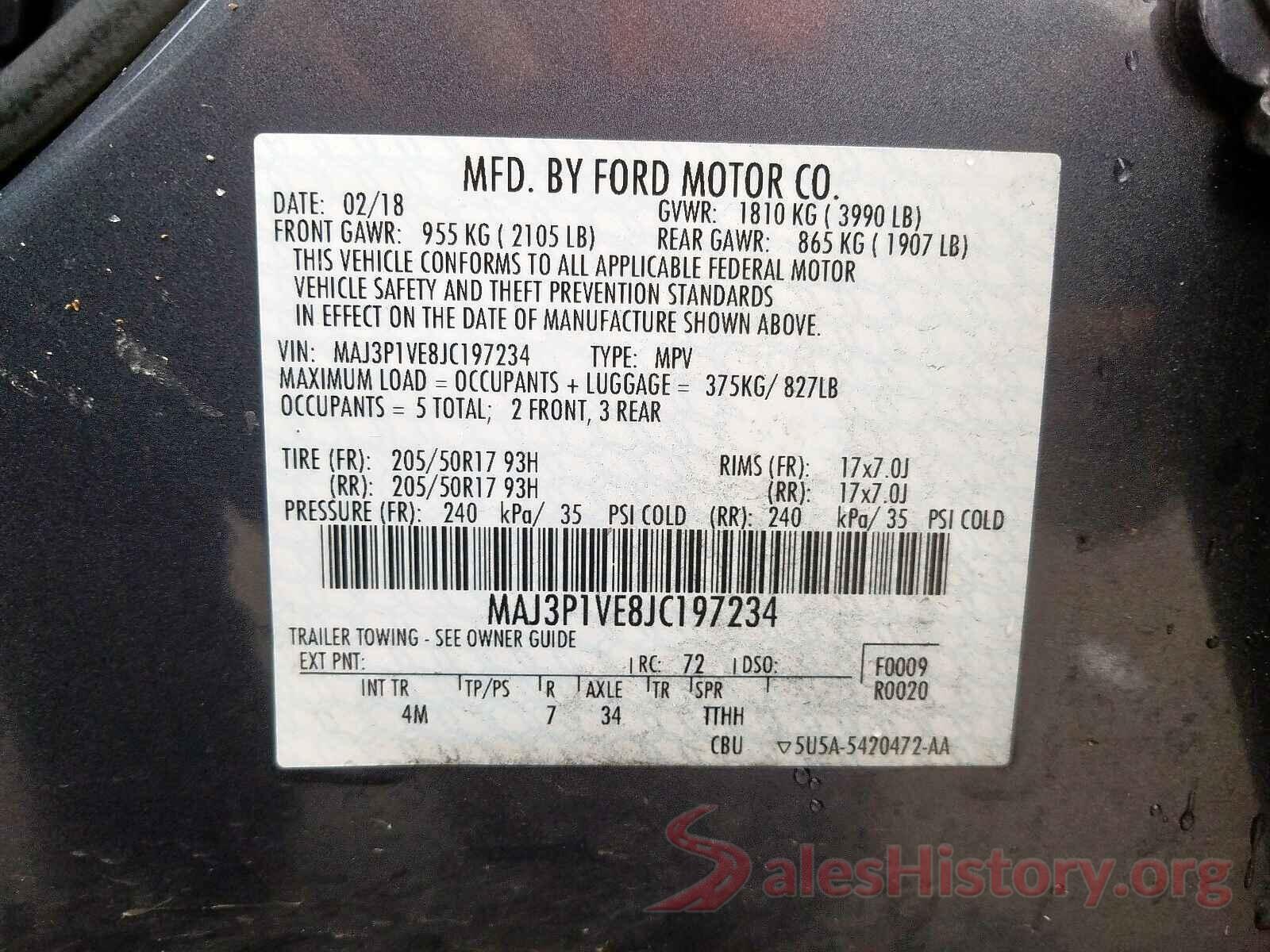 MAJ3P1VE8JC197234 2018 FORD ALL OTHER