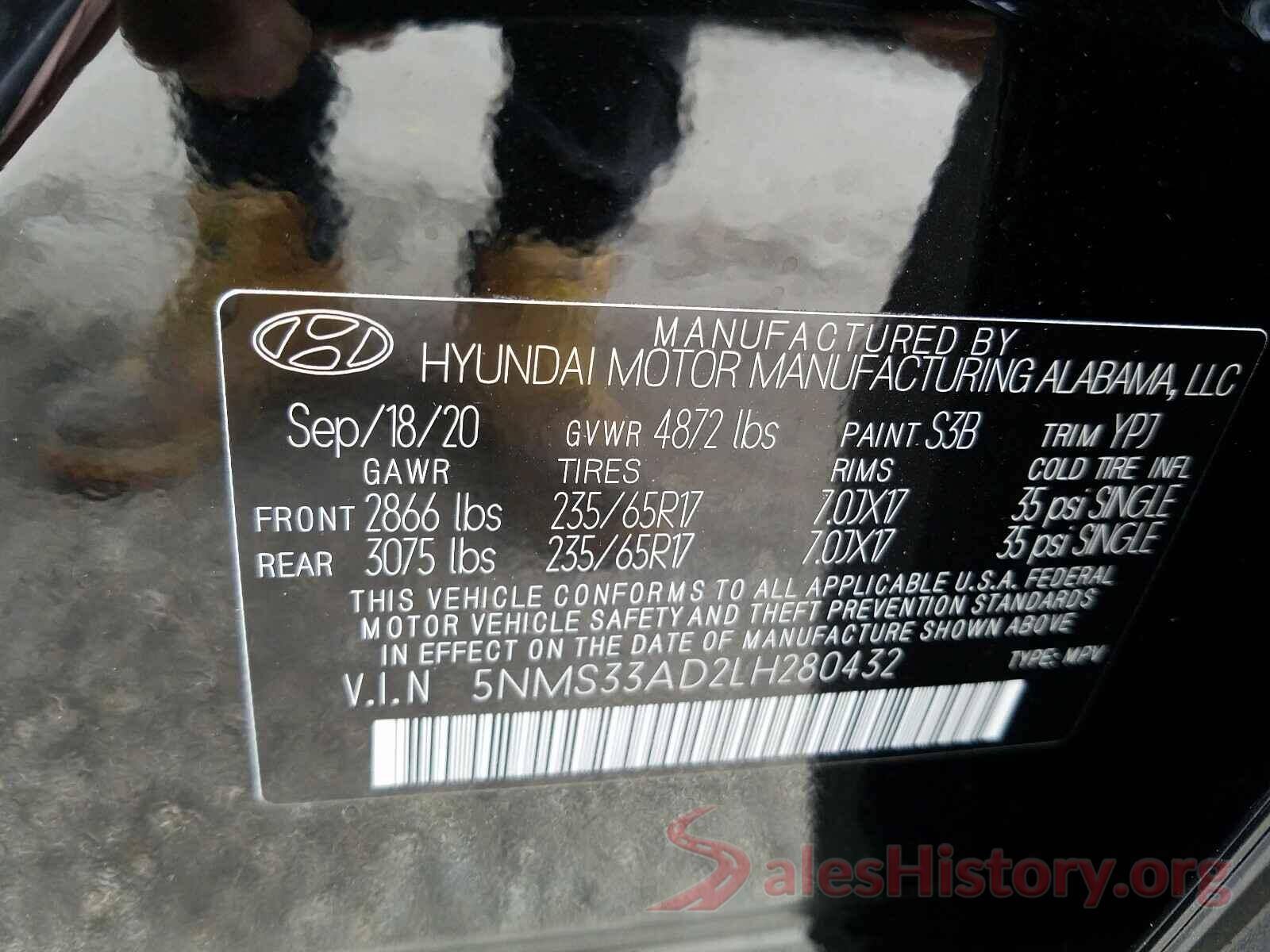 5NMS33AD2LH280432 2020 HYUNDAI SANTA FE