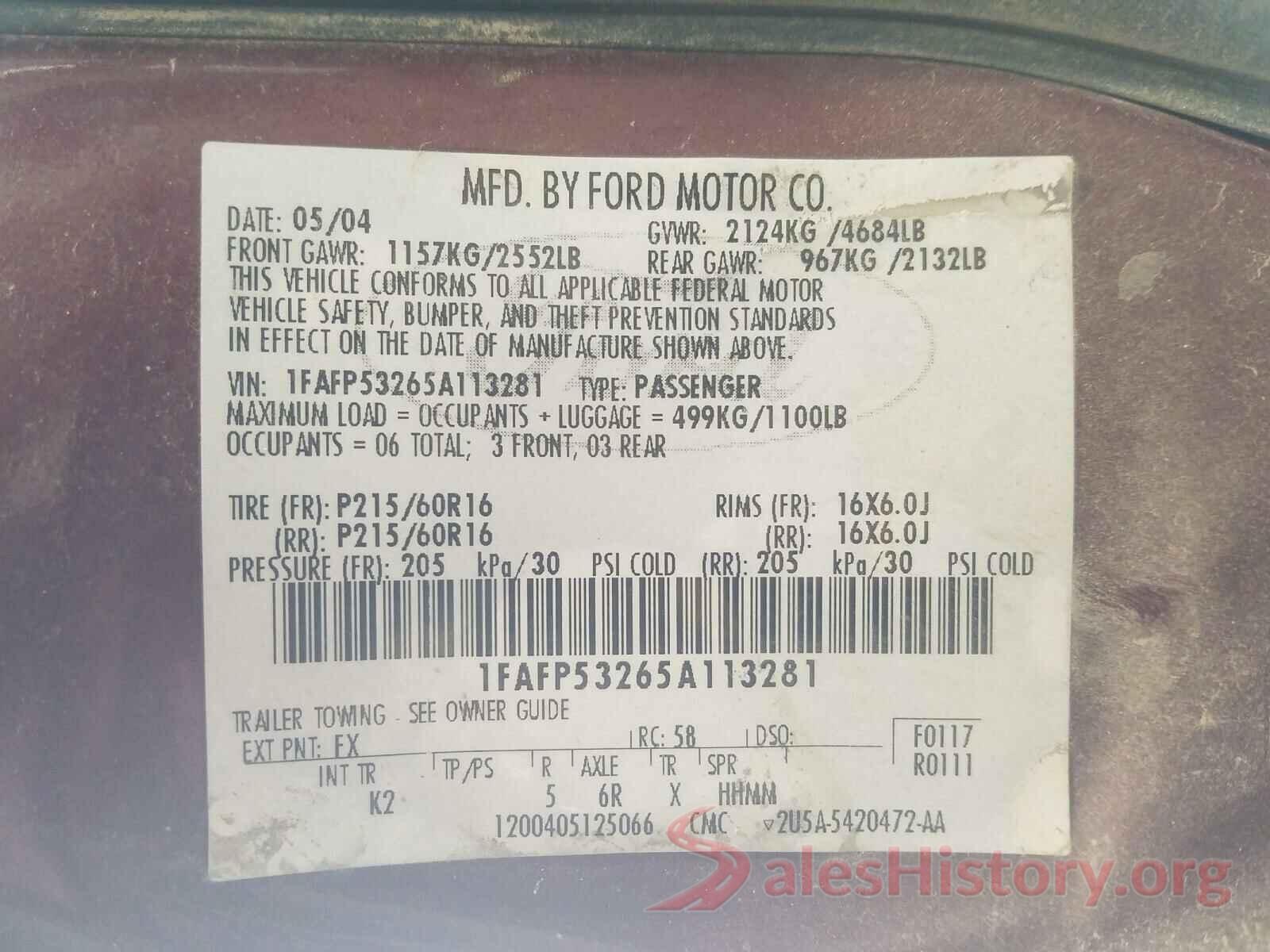 3KPC24A62LE096209 2005 FORD TAURUS