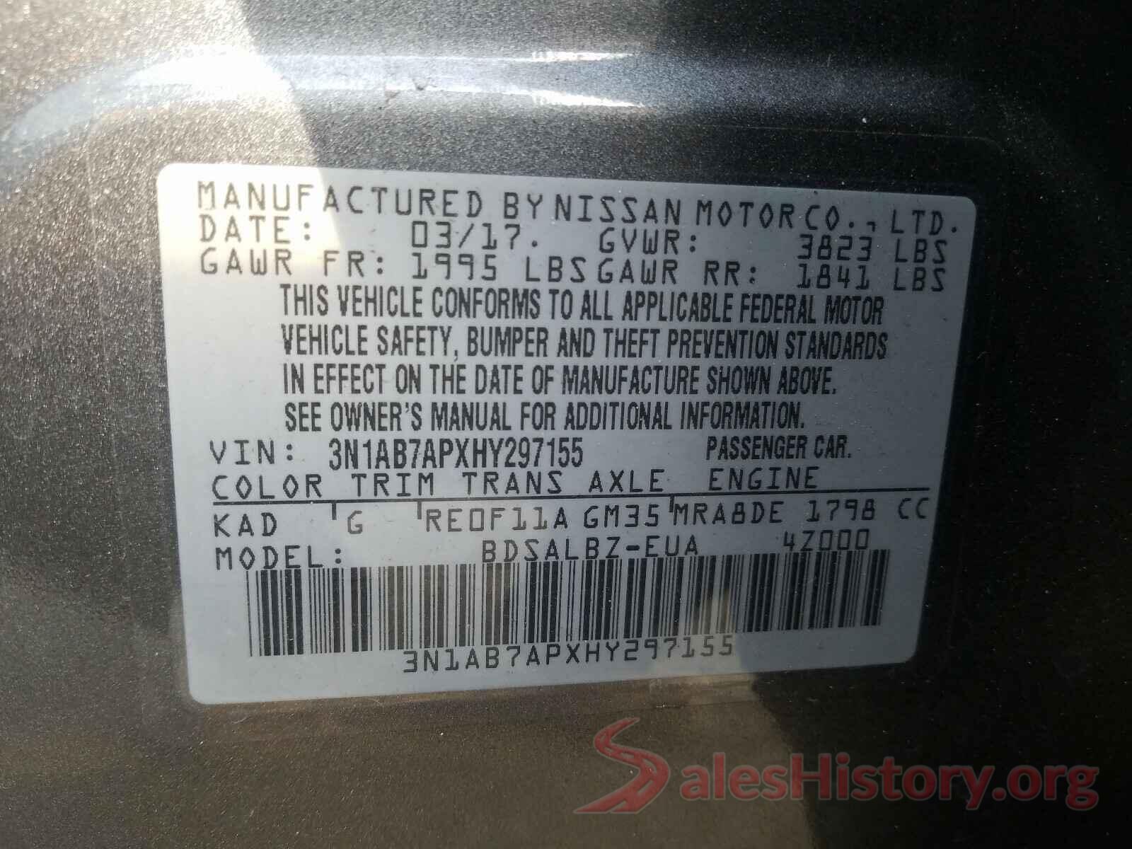 3N1AB7APXHY297155 2017 NISSAN SENTRA