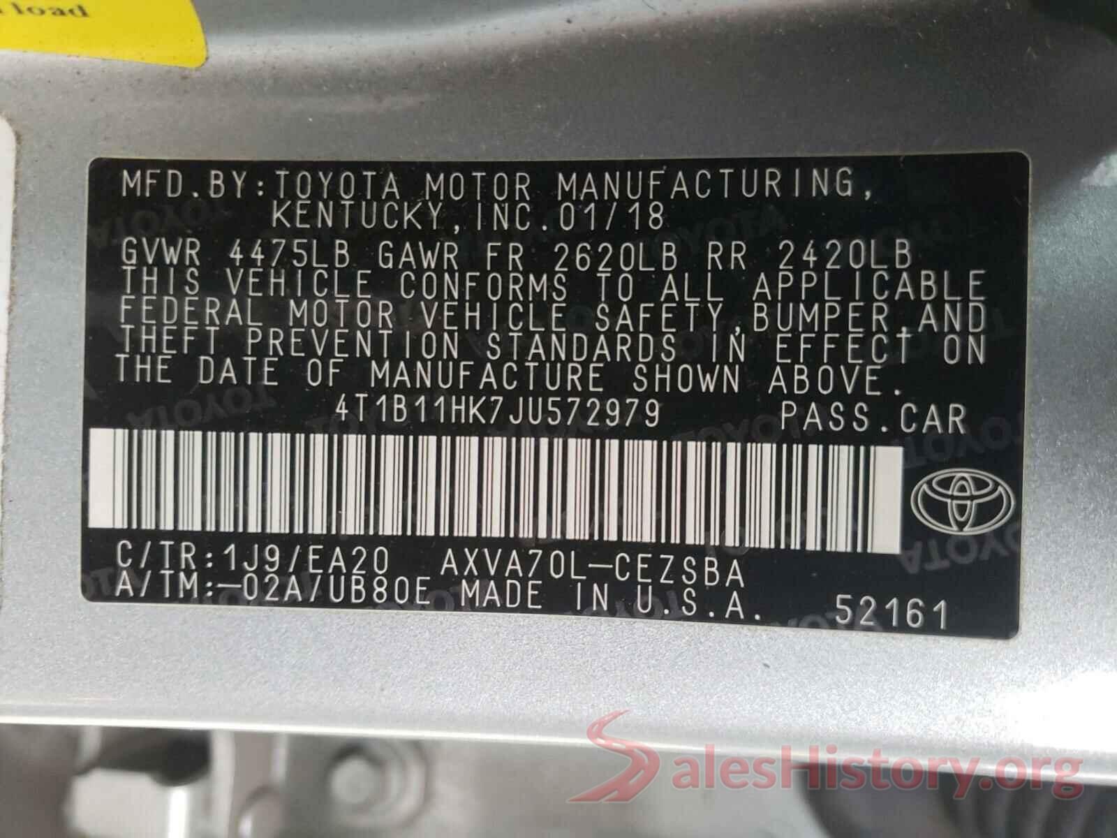 4T1B11HK7JU572979 2018 TOYOTA CAMRY