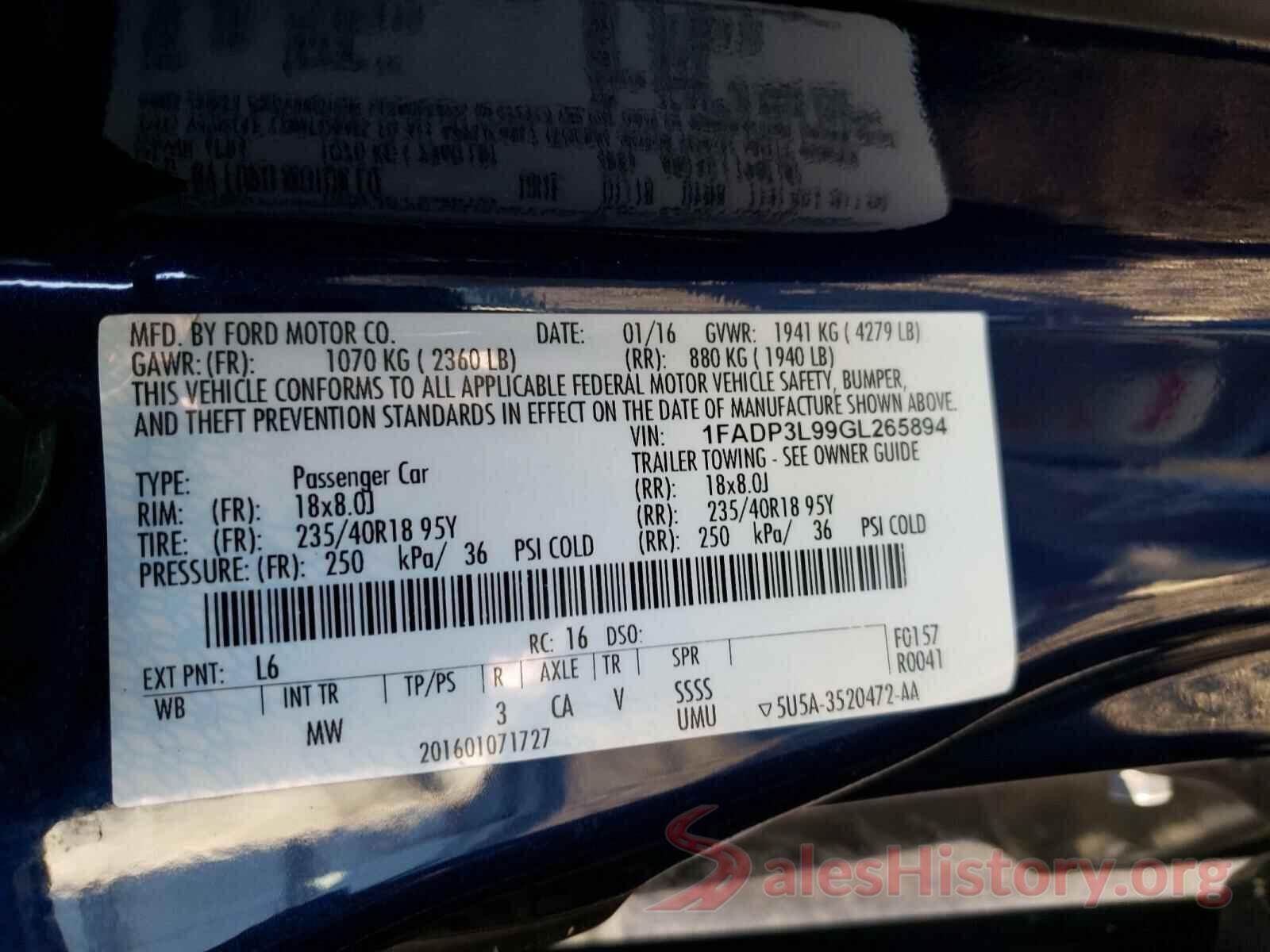 1FADP3L99GL265894 2016 FORD FOCUS