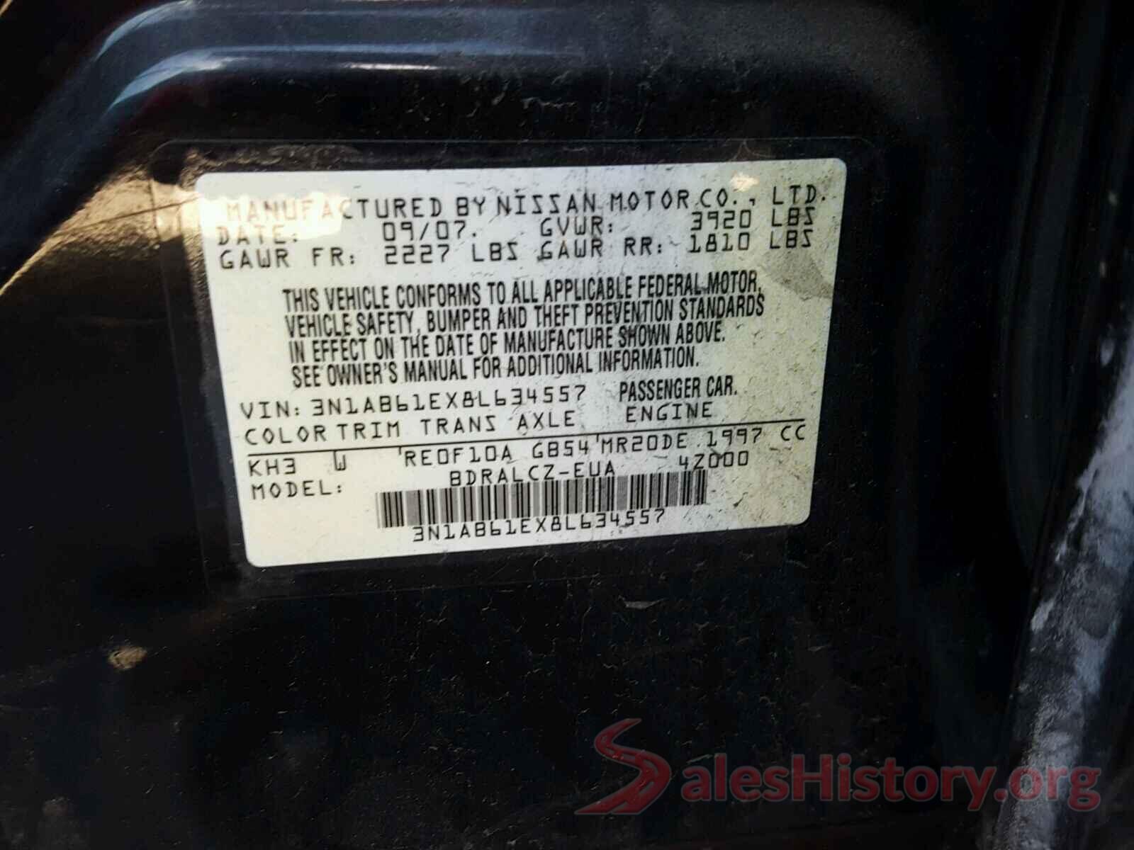 3N1AB7AP6HL650262 2008 NISSAN SENTRA