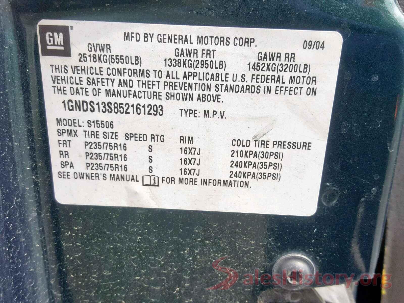 JF1VA2T69J9819428 2005 CHEVROLET TRAILBLAZE