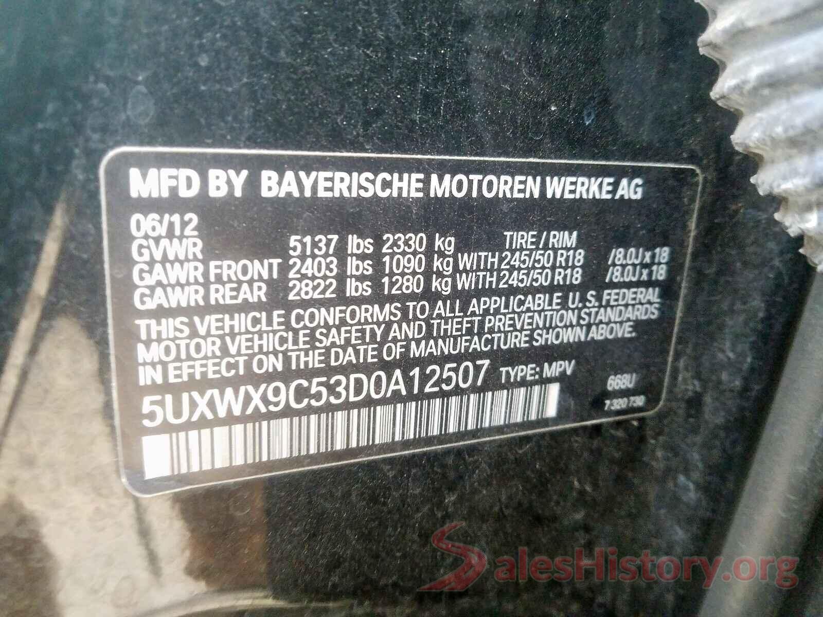 KNAE15LA6K6066585 2013 BMW X3