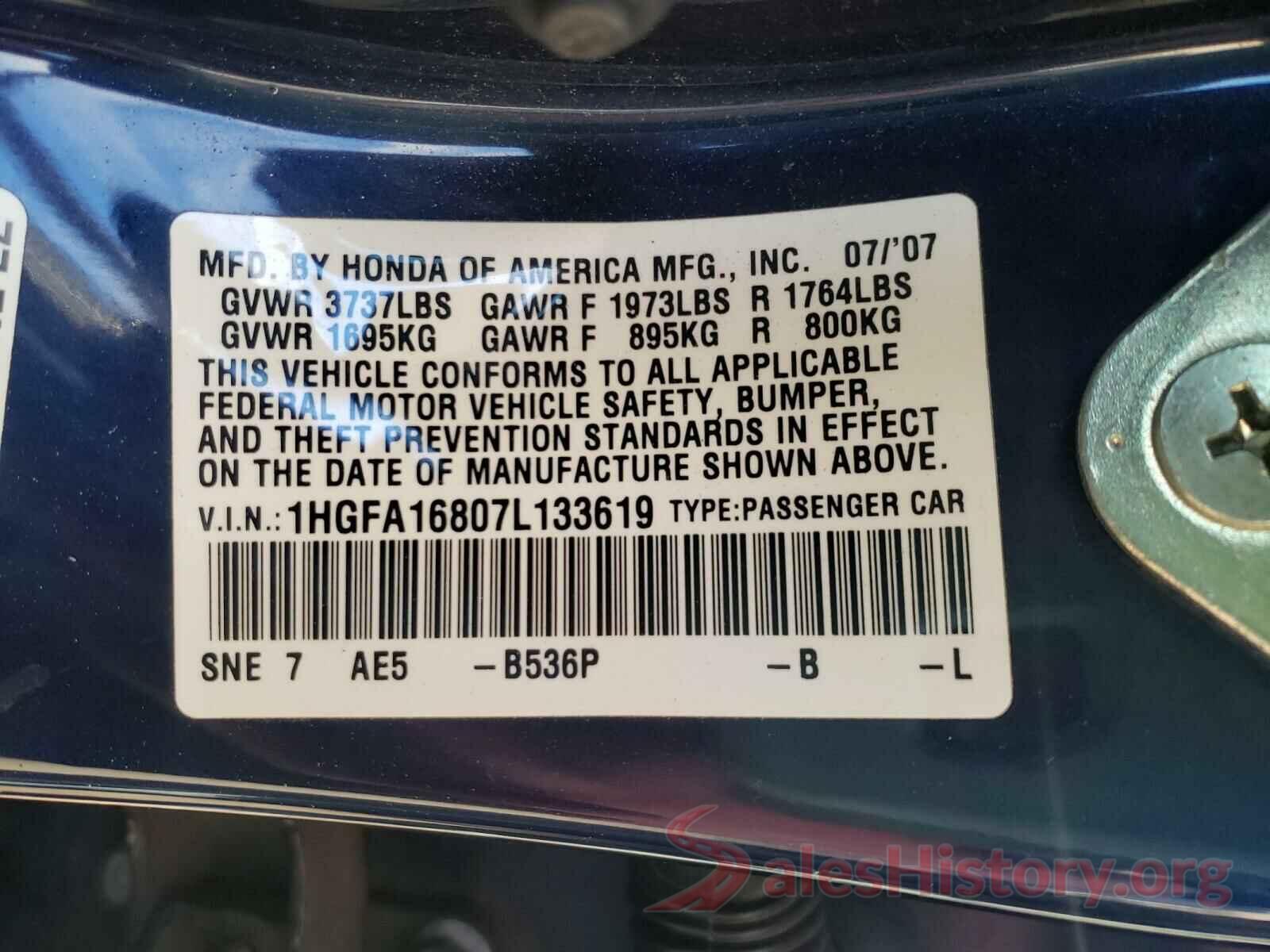 JN8AT2MT2LW014743 2007 HONDA CIVIC